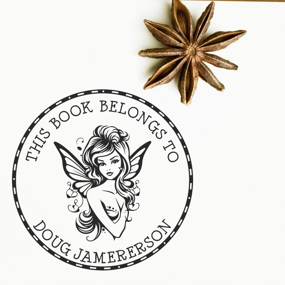 Wood Handle Luna Mythical Fairy Custom Book Stamp