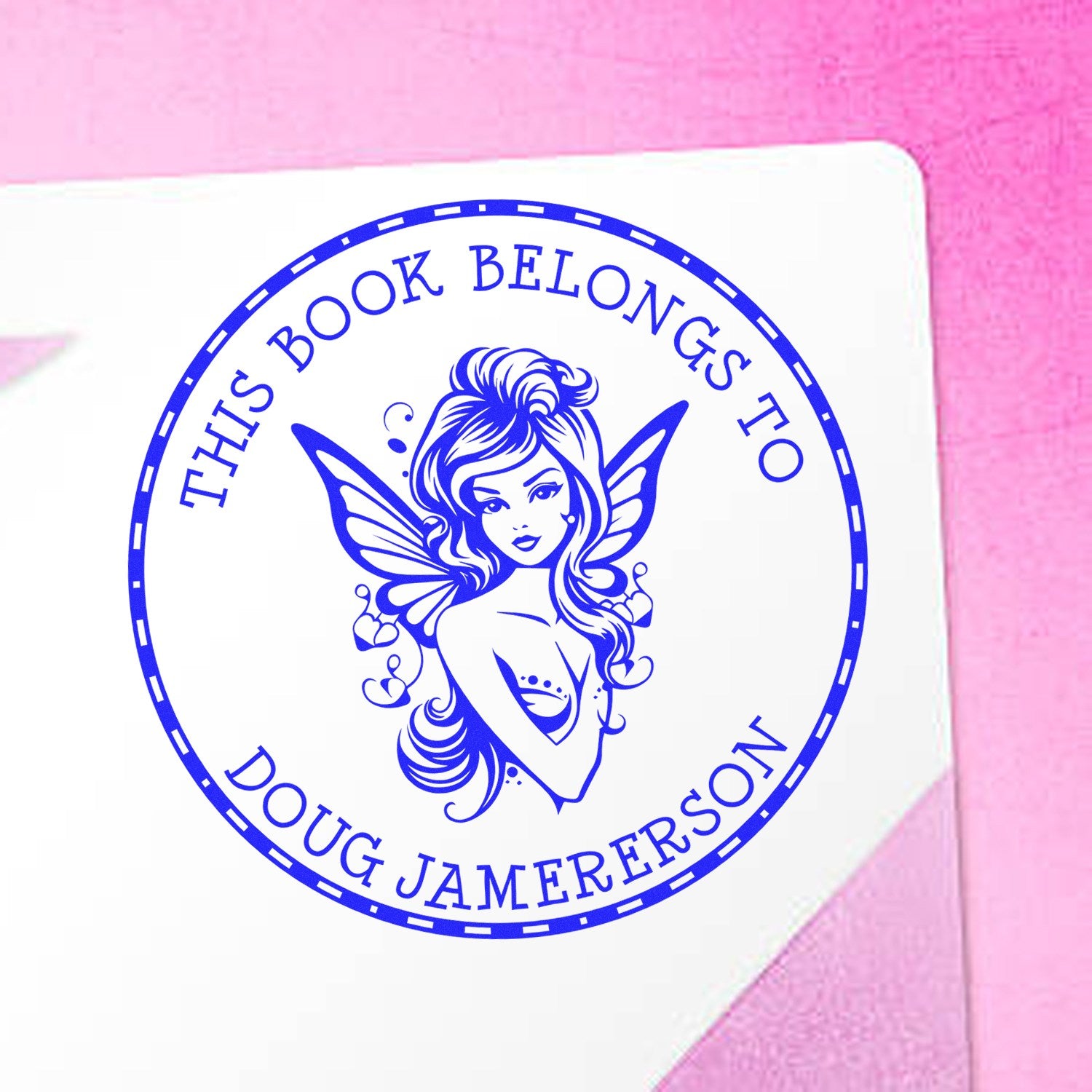 Slim Pre-Inked Luna Mythical Fairy Customizable Book Ownership Stamp