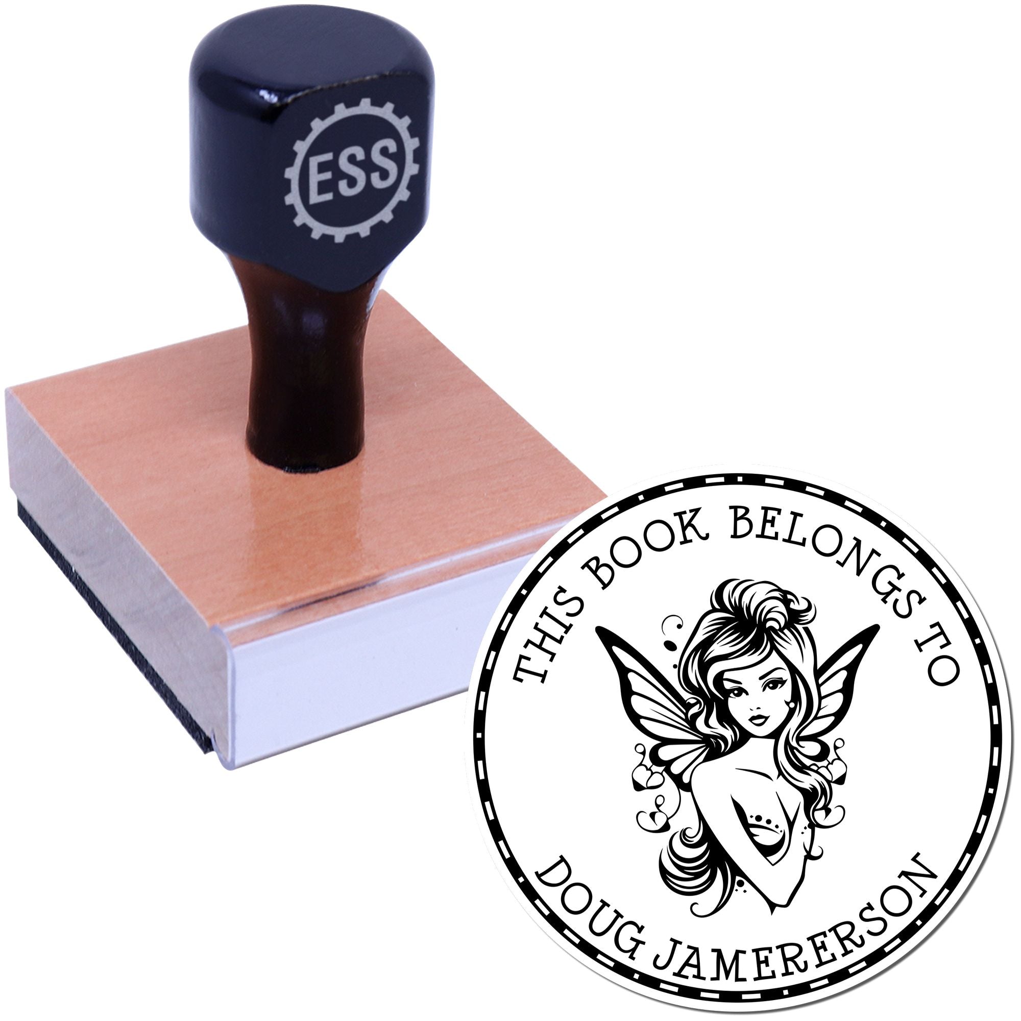 Wood Handle Luna Mythical Fairy Custom Book Stamp