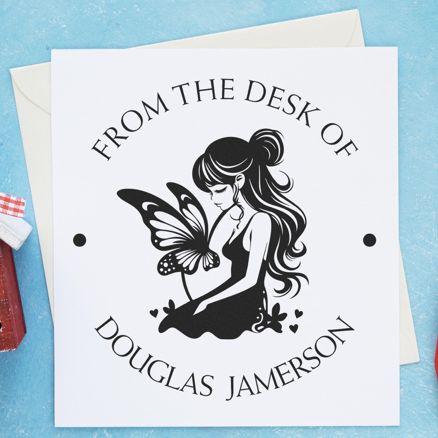 Slim Pre-Inked Willow Mythical Fairy Customizable Ex Libris Design Stamp