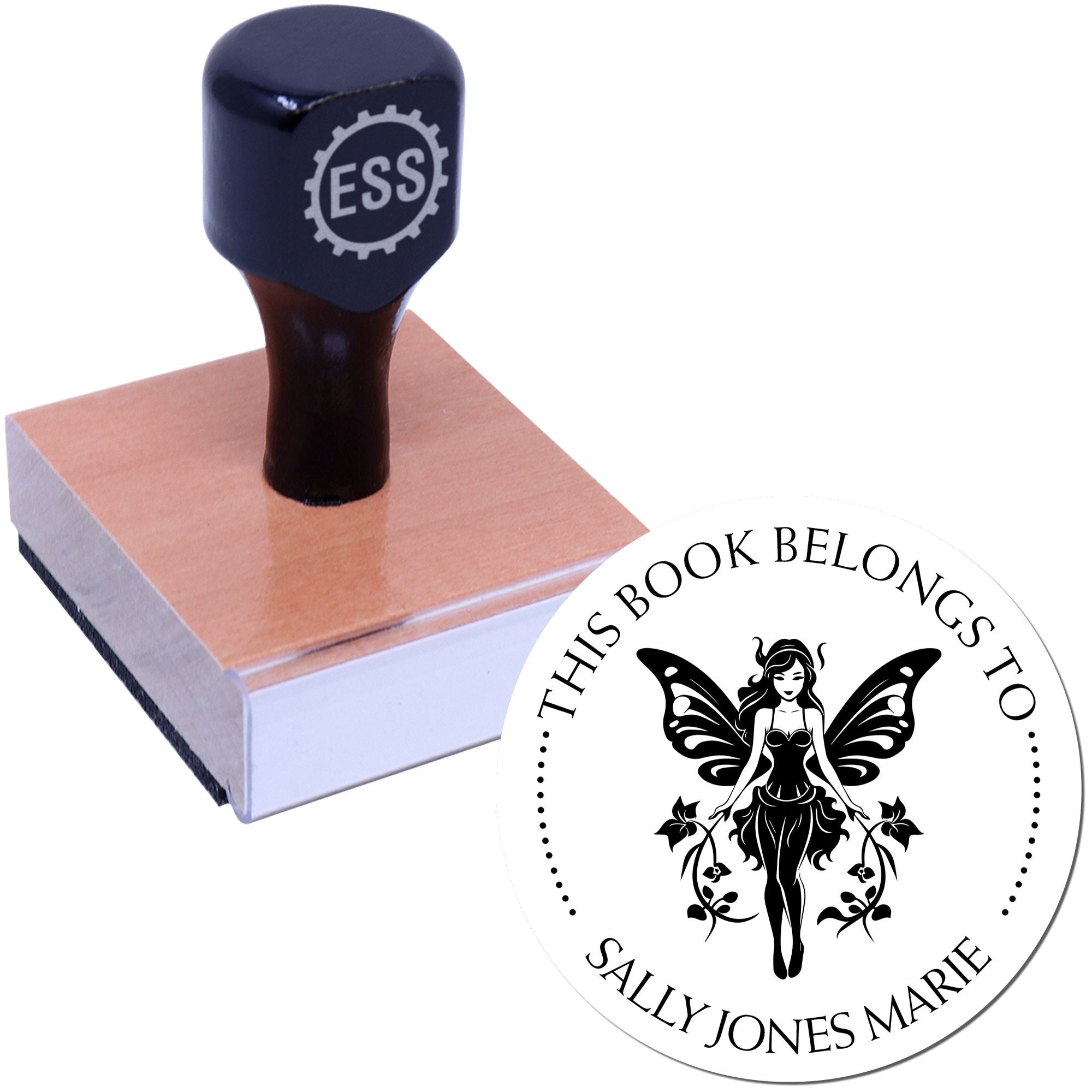 Wood Handle Ariel Mythical Fairy Custom Book Insignia Stamp