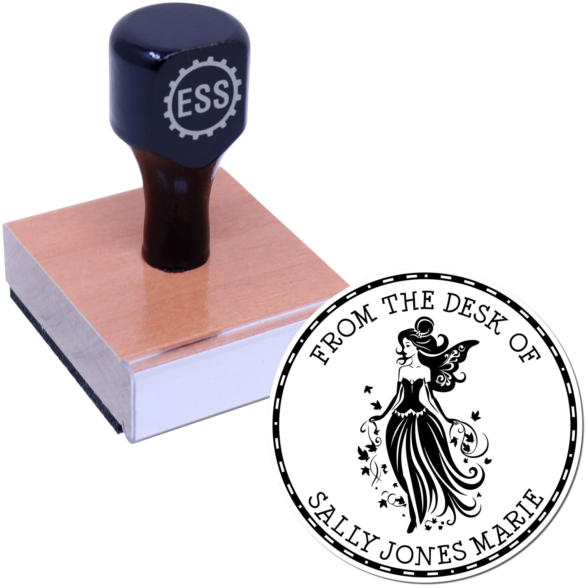 Wood Handle Thistle Fairy Custom Book Identity Stamp