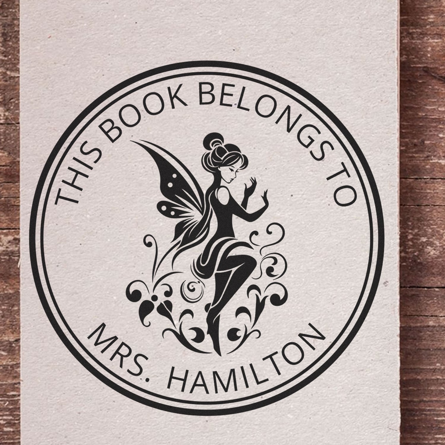 Wood Handle Cassiopeia Whimsical Fairy Custom Book Property Stamp