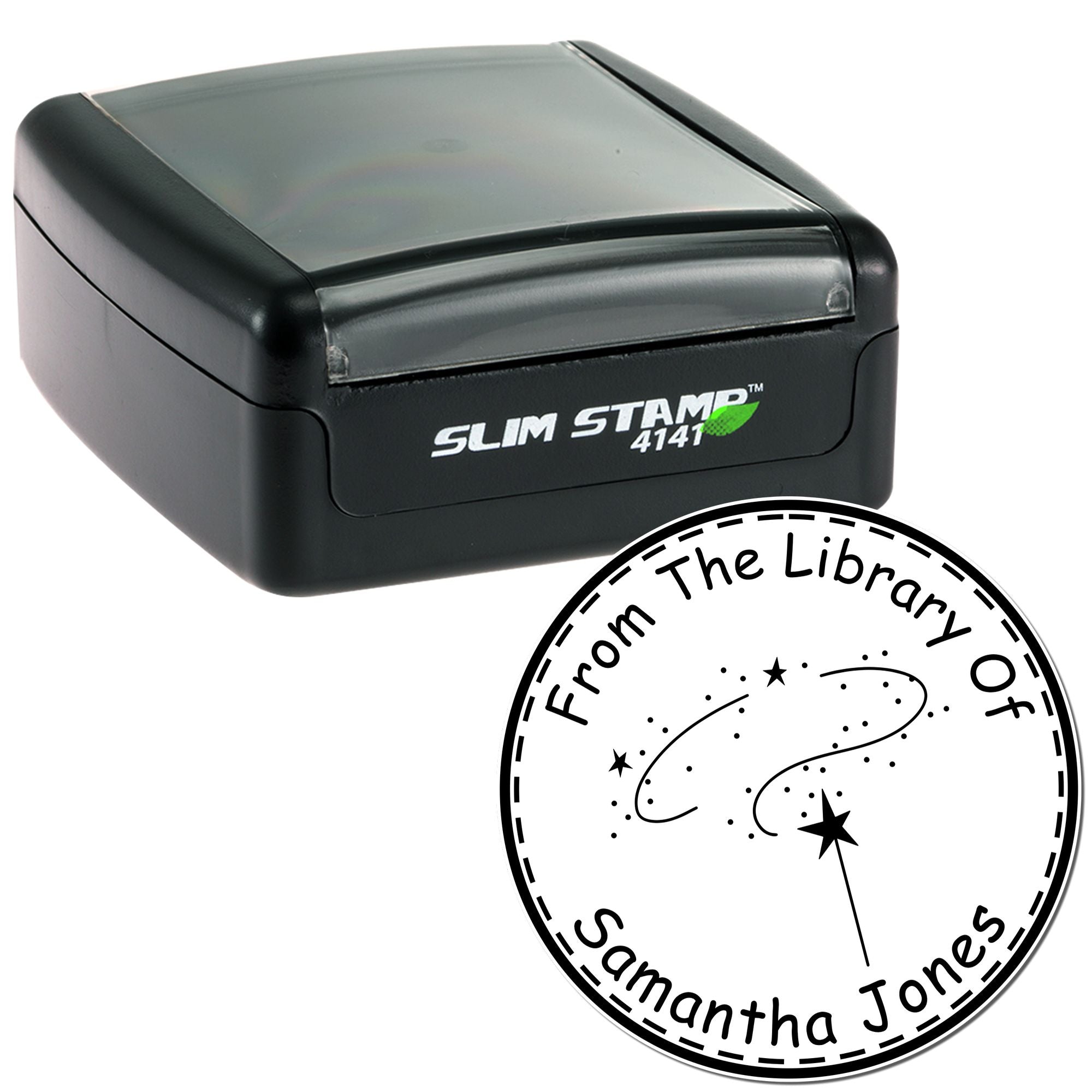 Slim Pre-Inked Crystal Magical Fairy Customizable Book Belongs To Stamp