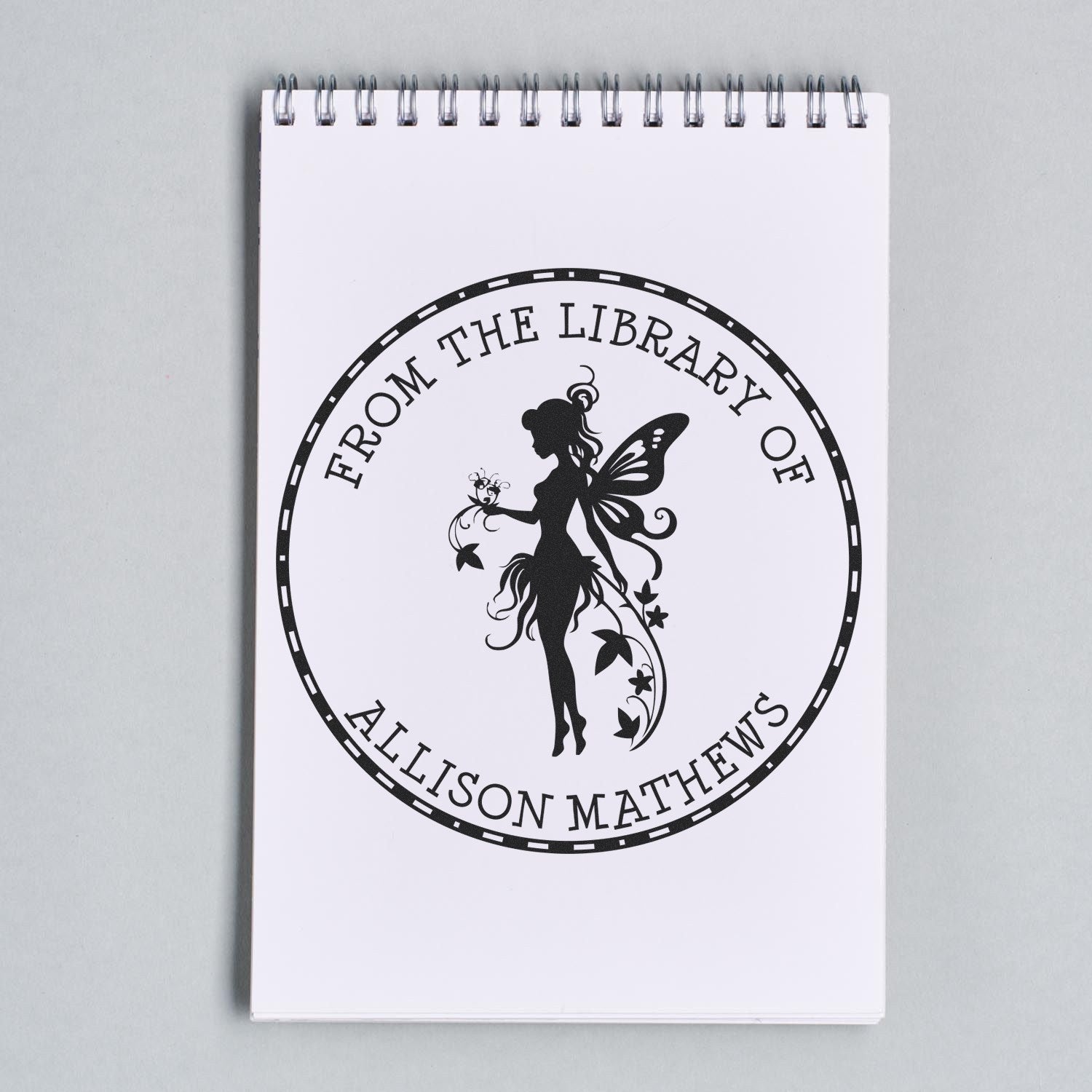 Slim Pre-Inked Azura Magical Fairy Ex Libris Library Stamp