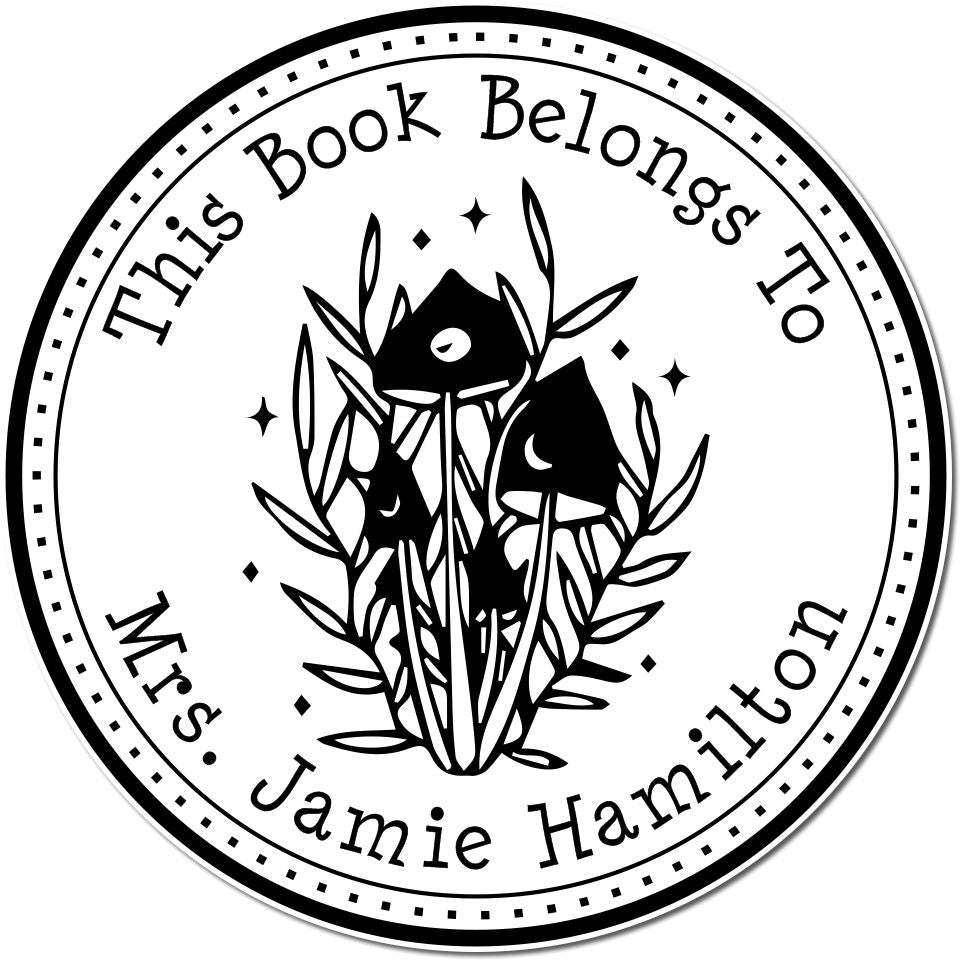 Mystic Morel Mushroom Pre-Inked Personalizable Book Initial Stamp
