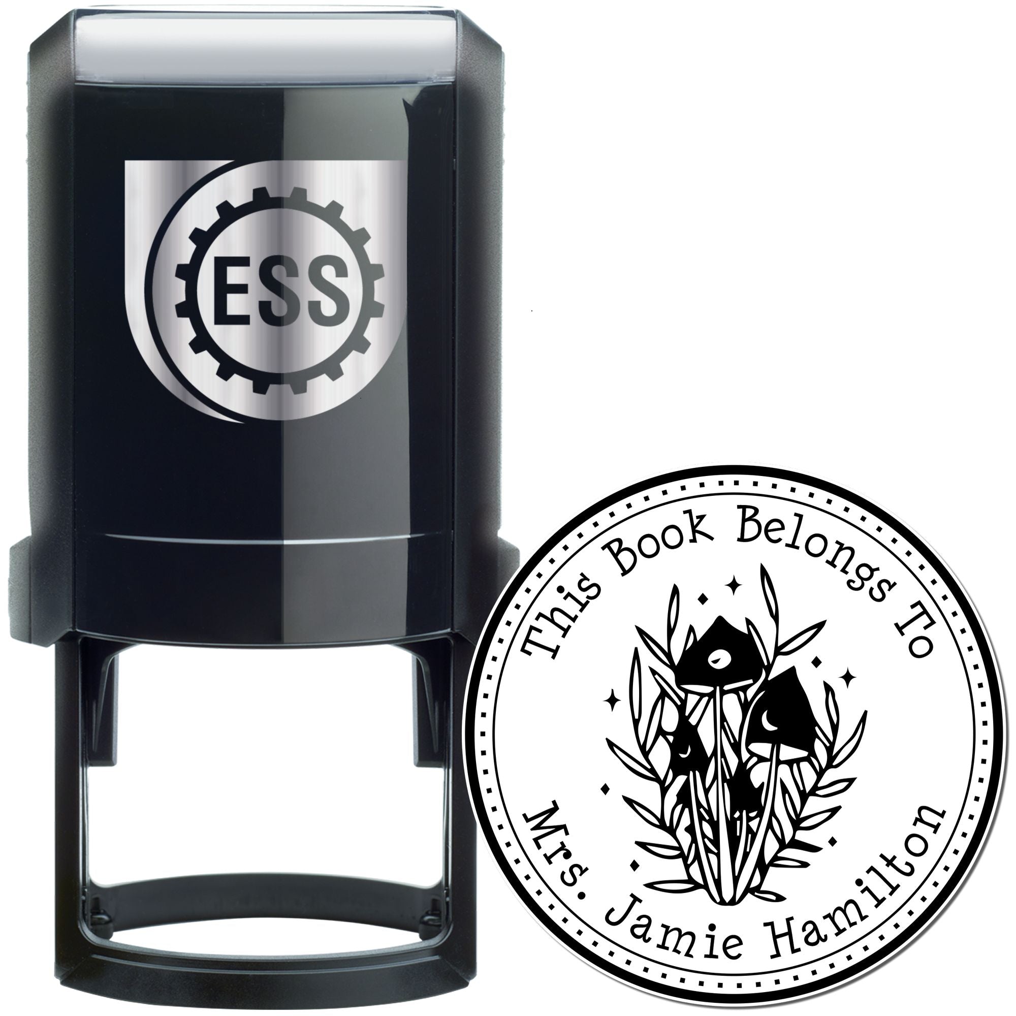 Mystic Morel Mushroom Self-Inking Customized Bookplate Maker Stamp - Engineer Seal Stamps