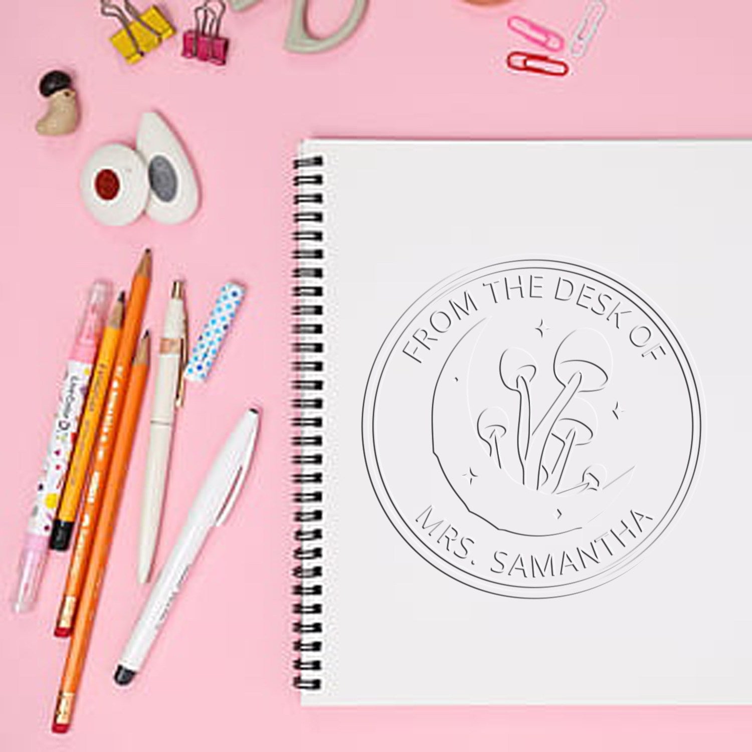 Chanting Chanterelle Mushroom Handheld Personalized Book Property Seal