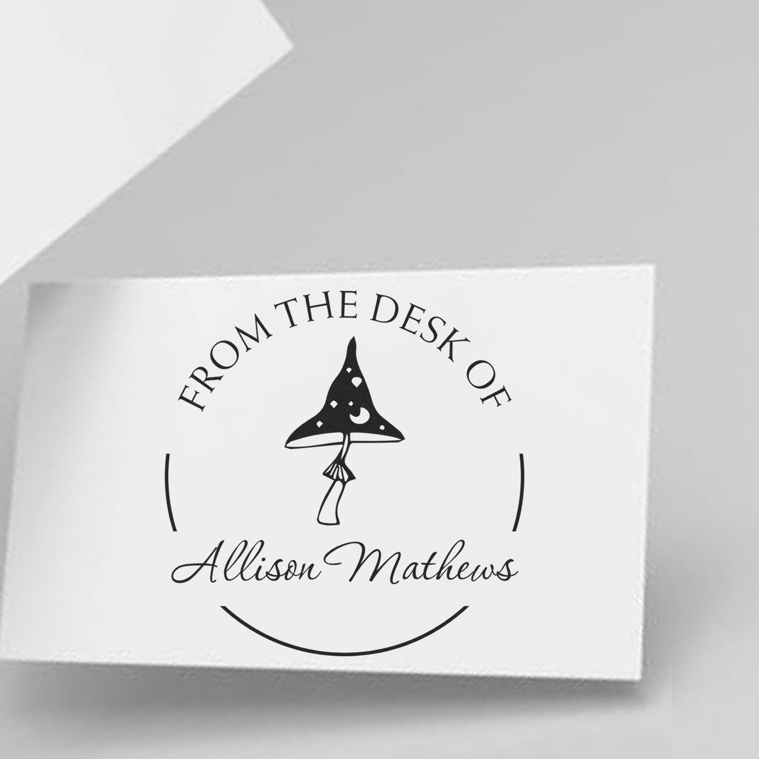 Fey Fungus Mushroom Pre-Inked Personalizable Bookplate Printing Stamp