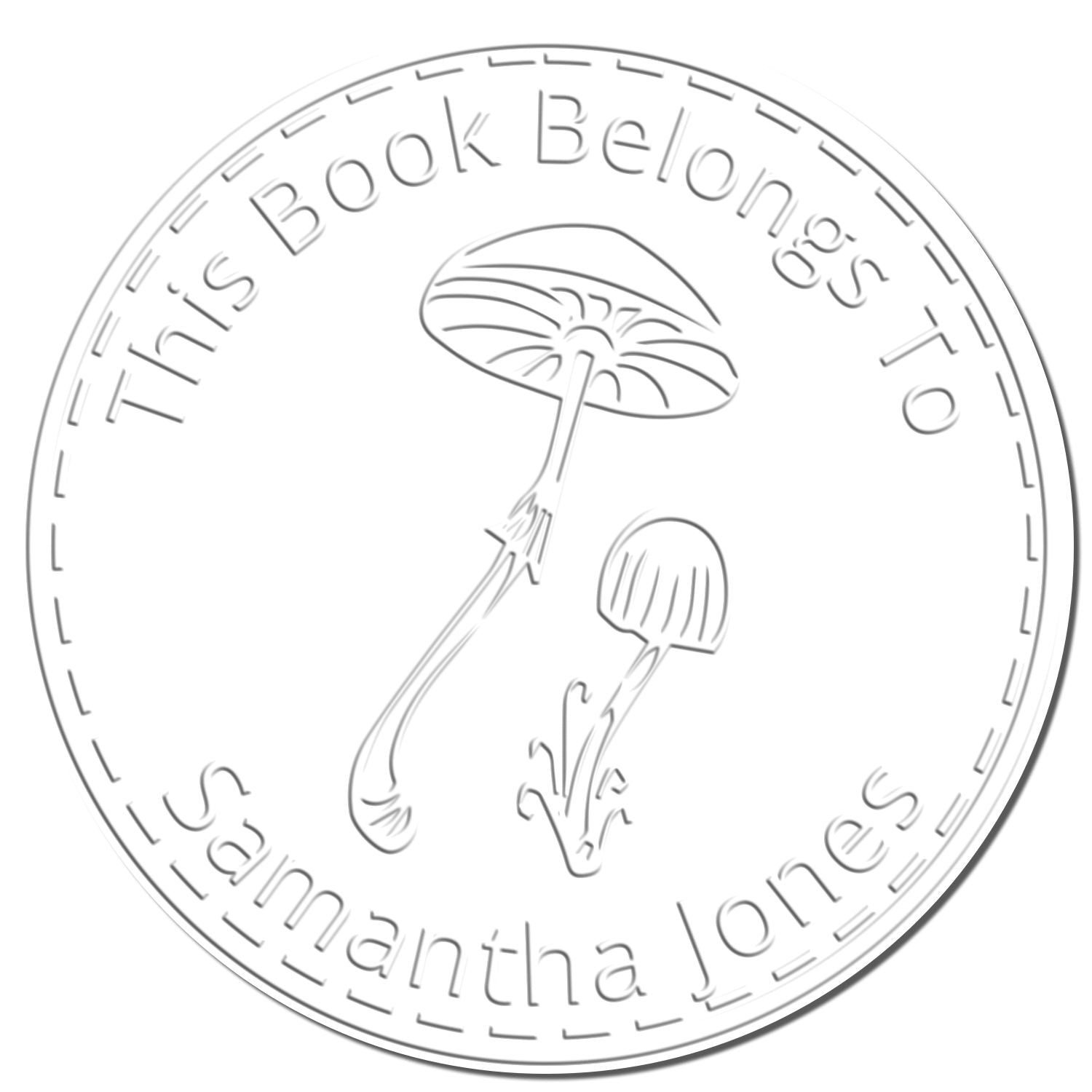 Glimmering Gilled Mushroom Handheld Personalized Bookplate Sticker Embosser