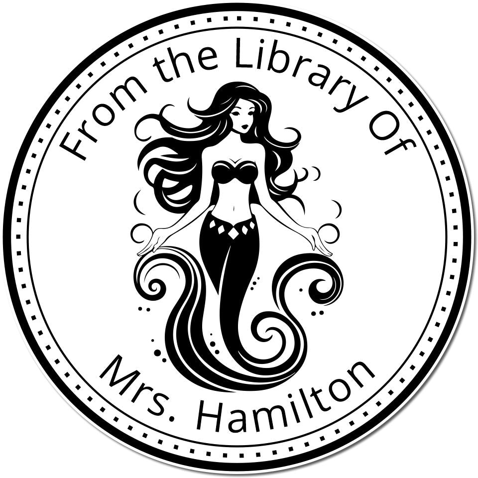 Aurelia Wavecrest Mermaid Pre-Inked Personalizable From The Bookshelf Of Stamp - Engineer Seal Stamps