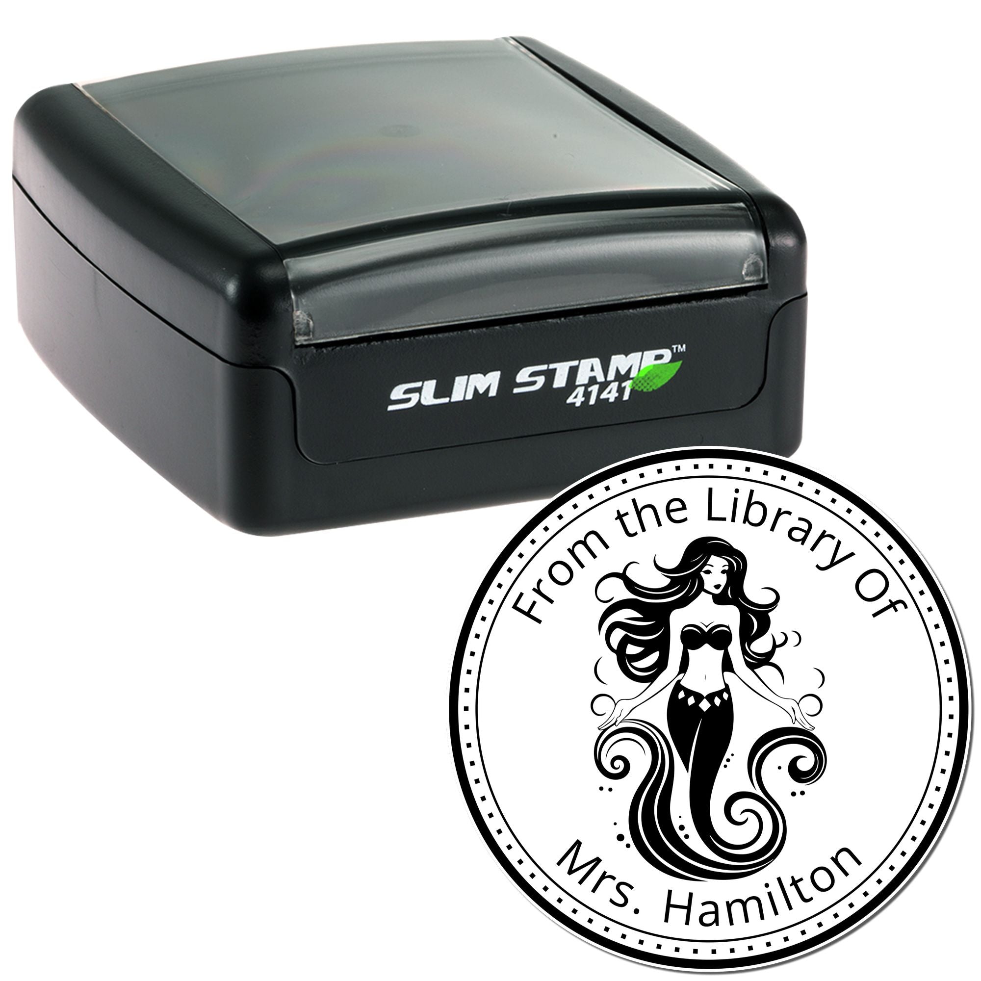 Slim Pre-Inked Aurelia Wavecrest Mermaid Book Identity Stamp