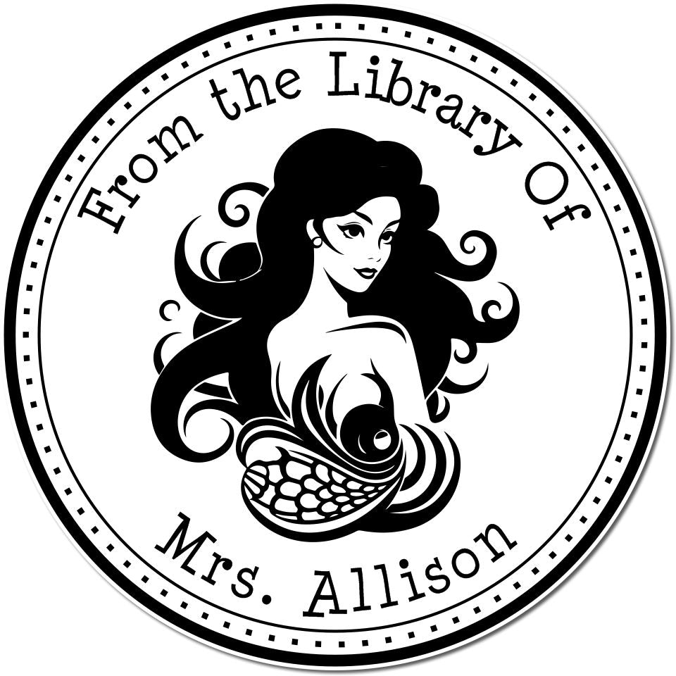 Slim Pre-Inked Coralia Reefsong Mermaid Book Personalization Stamp