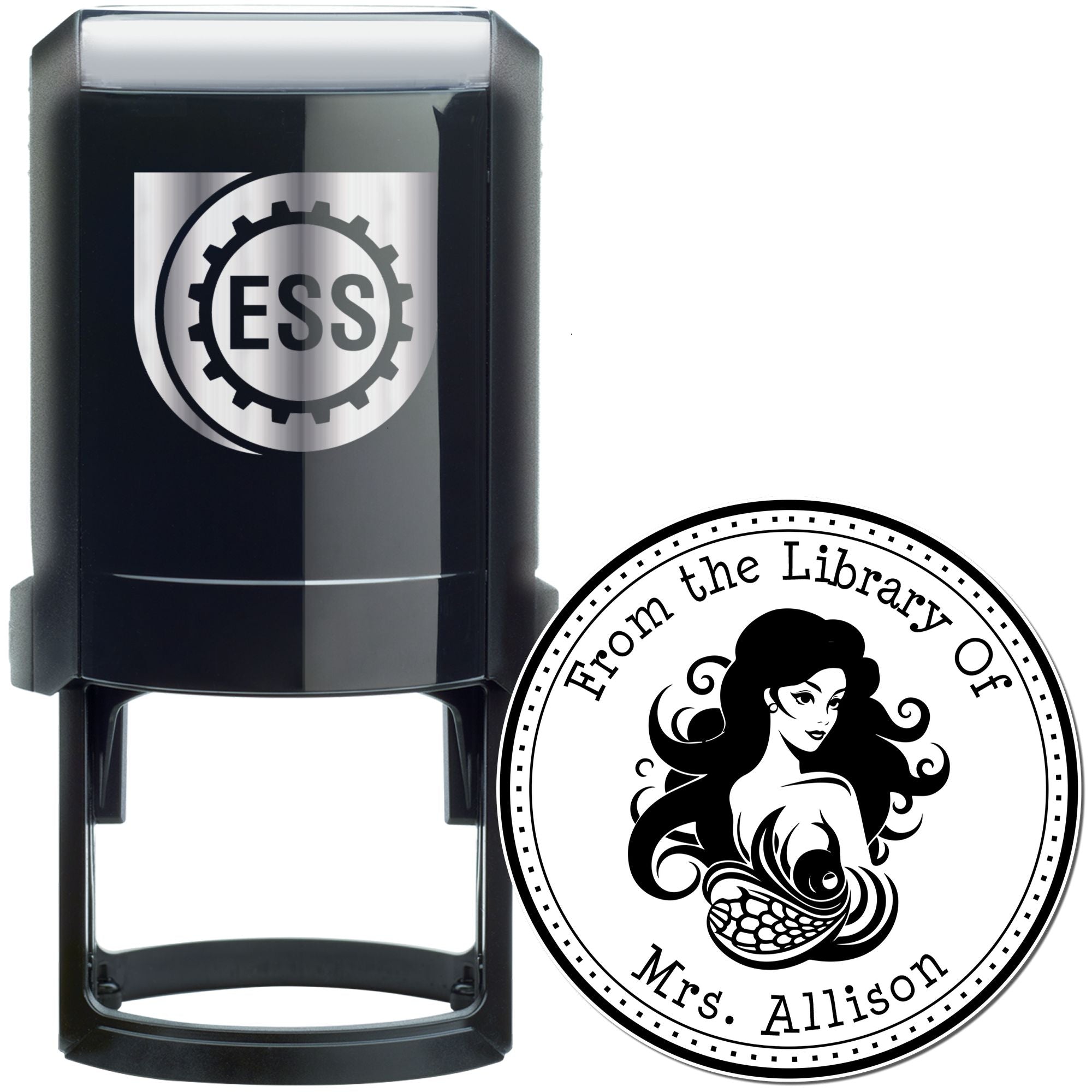 Coralia Reefsong Mermaid Self-Inking Customized Ex Libris Design Stamp