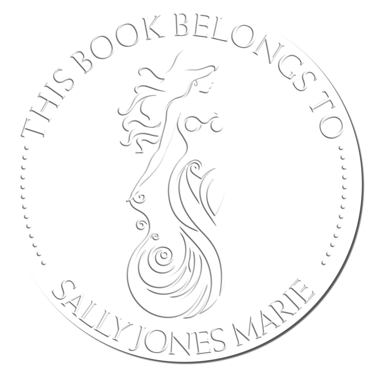 Marina Bluefin Mythical Mermaid Handheld Personalized Bookplate Template Embossing Seal - Engineer Seal Stamps