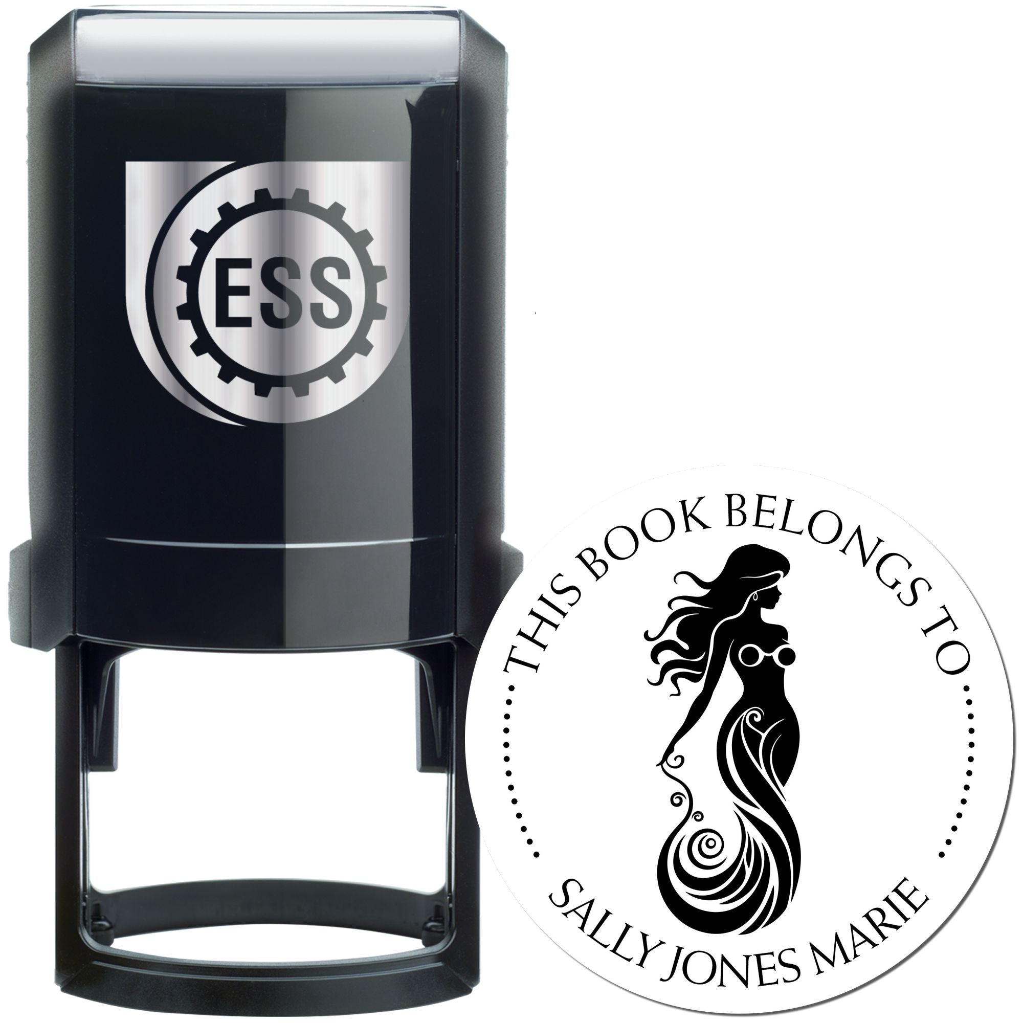 Marina Bluefin Mythical Mermaid Self-Inking Customized Book Library Name Stamp - Engineer Seal Stamps