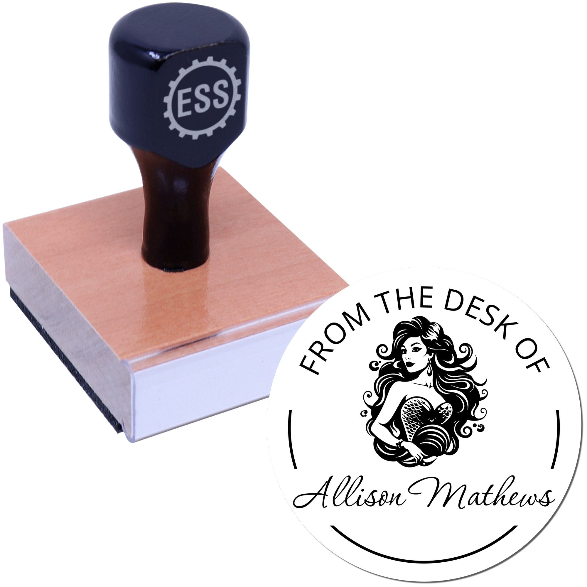 Wood Handle Lorelei Tidemist Mythical Mermaid Custom Read It Love It Stamp