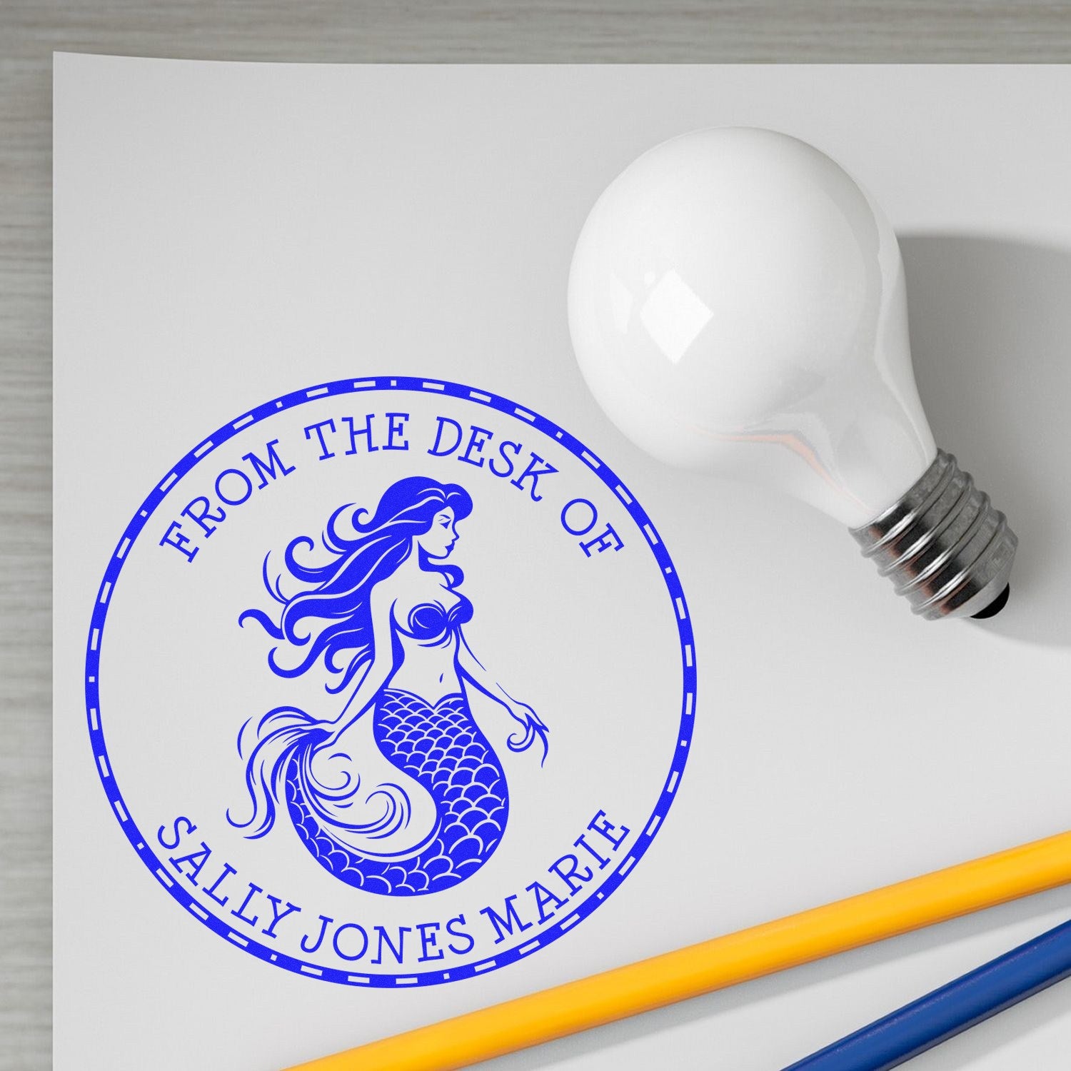 Selene Starfish Mythical Mermaid Pre-Inked Personalizable From The Private Library Of Stamp