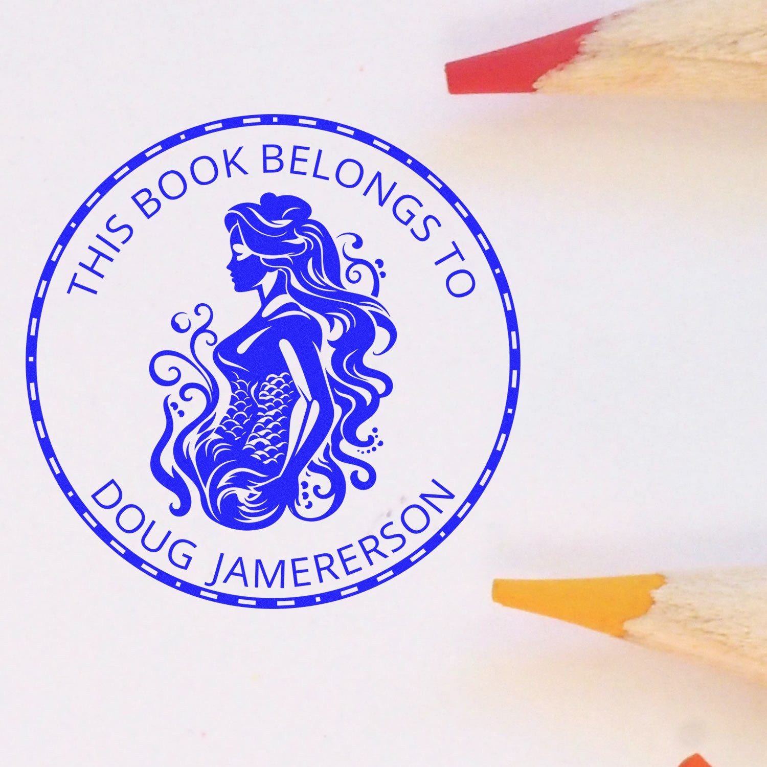 Morgana Deepswirl Mermaid Self-Inking Customized Ex Libris Book Stamp