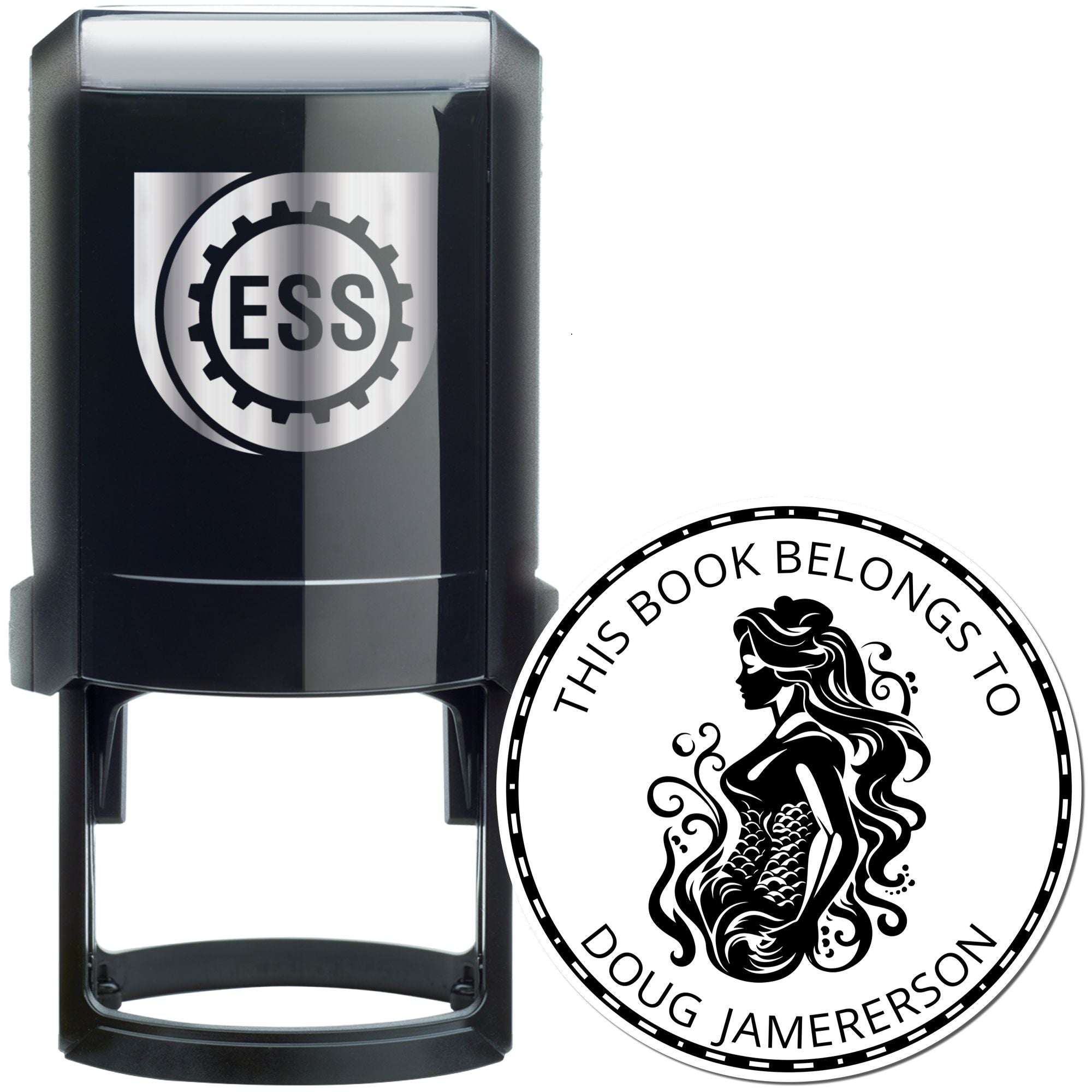Morgana Deepswirl Mermaid Self-Inking Customized Ex Libris Book Stamp