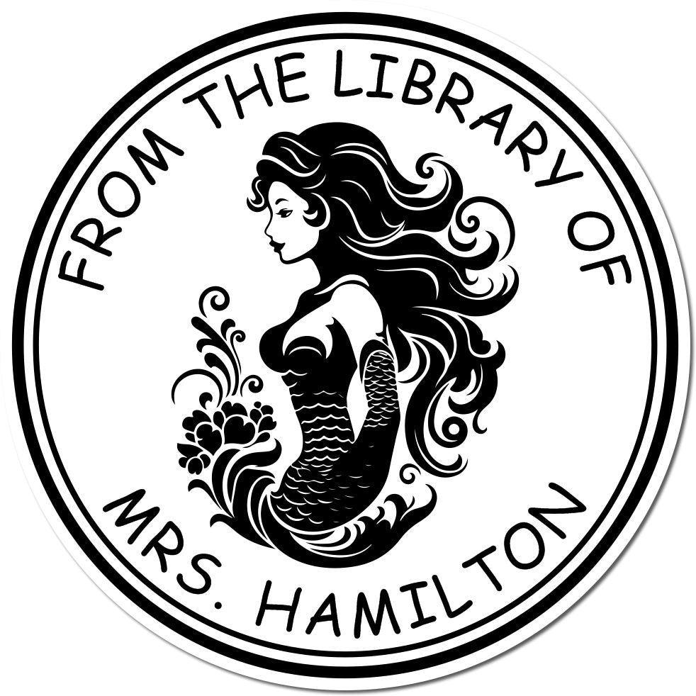 Slim Pre-Inked Oceana Seaglimmer Mermaid Bookplate Template Stamp