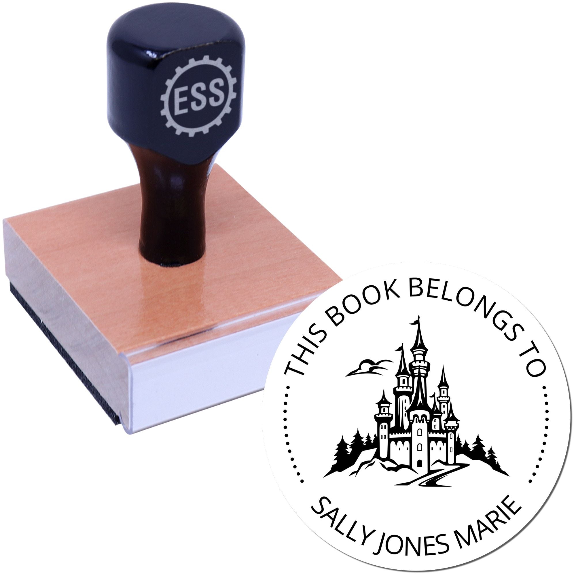 Wood Handle Ravenhold Castle Personalized Library Stamp