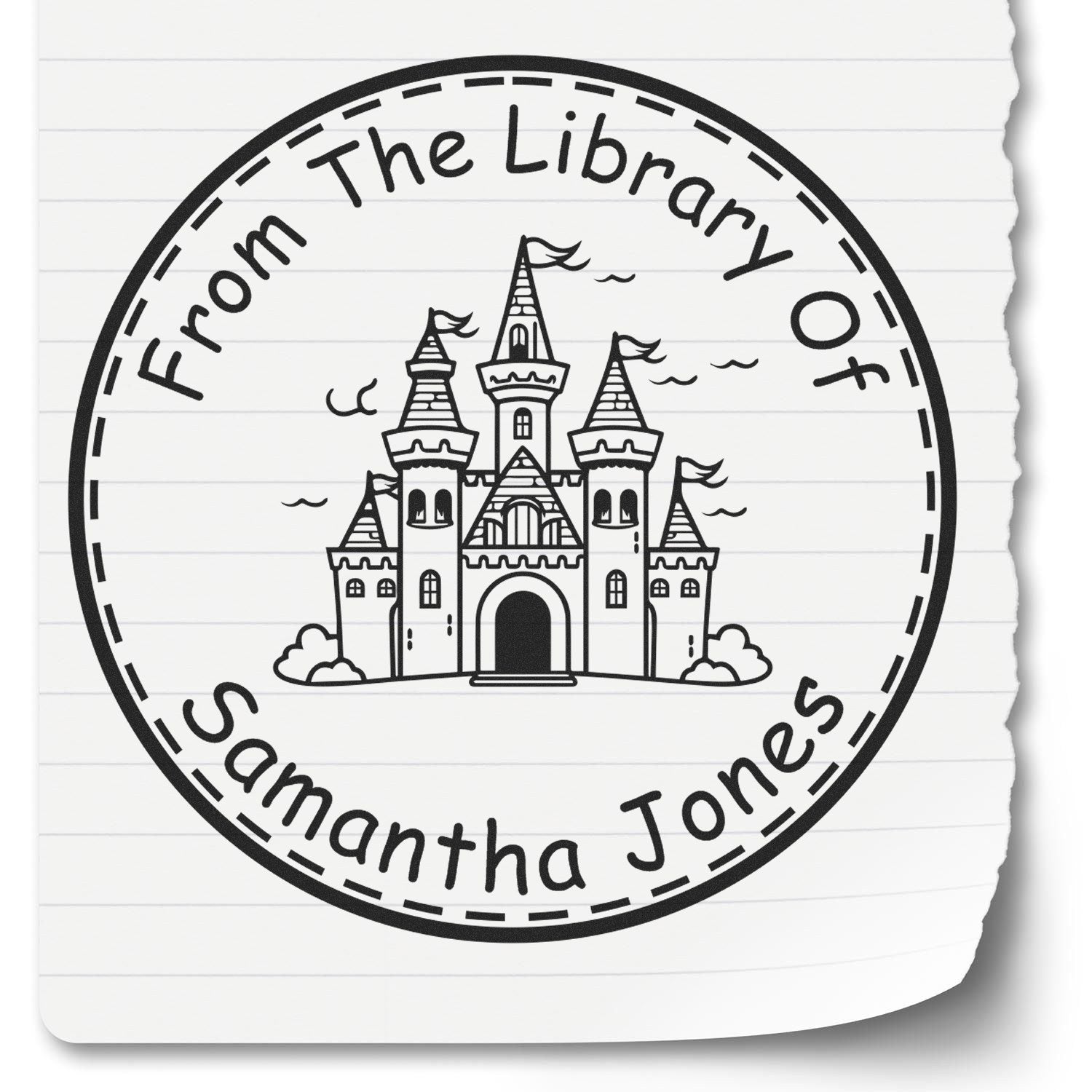 Ironclad Bastion Castle Pre-Inked Personalizable Library Bookplate Stamp