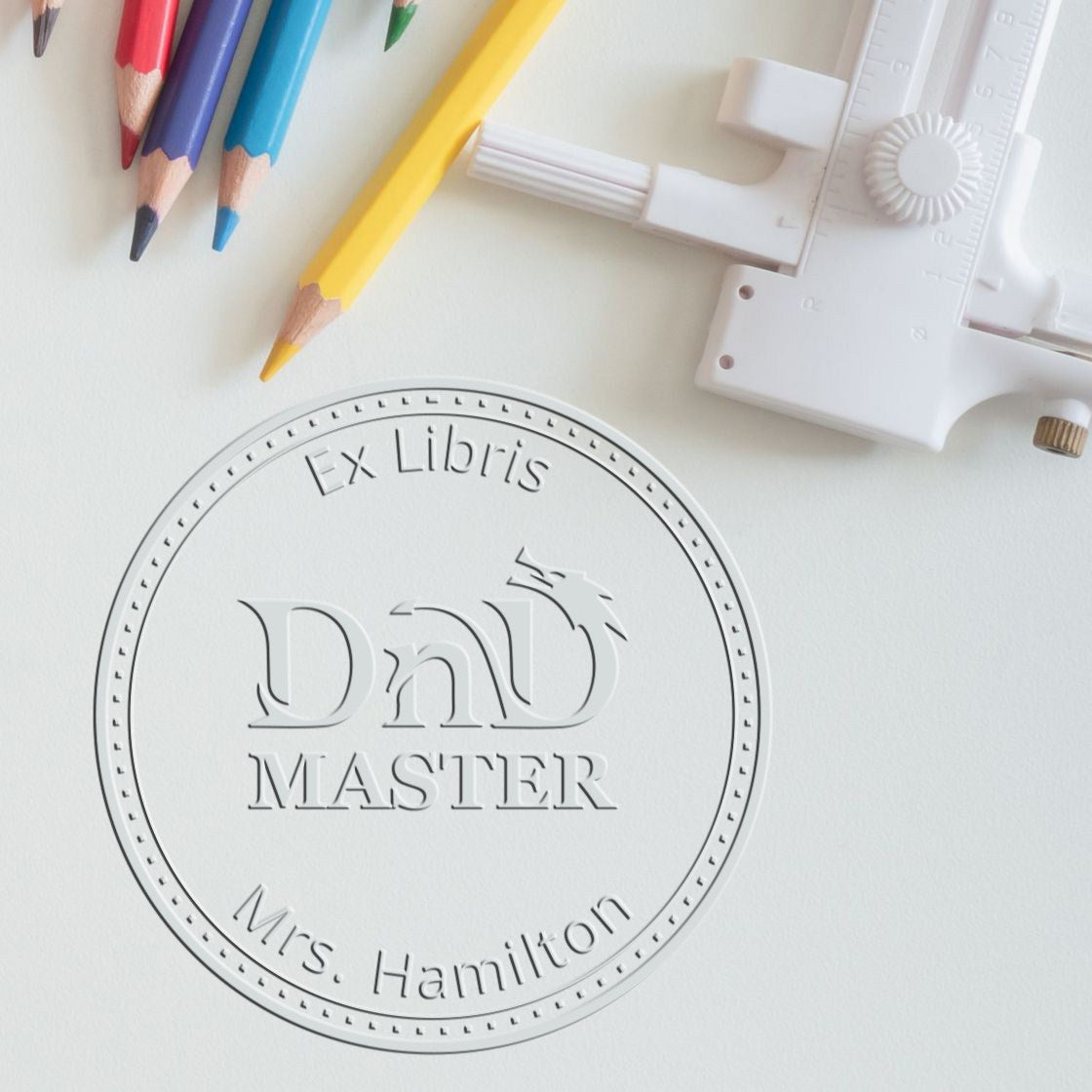 Amulet of the Wise Gamer Desk Custom-Made Ex Libris Embossing Seal - Engineer Seal Stamps