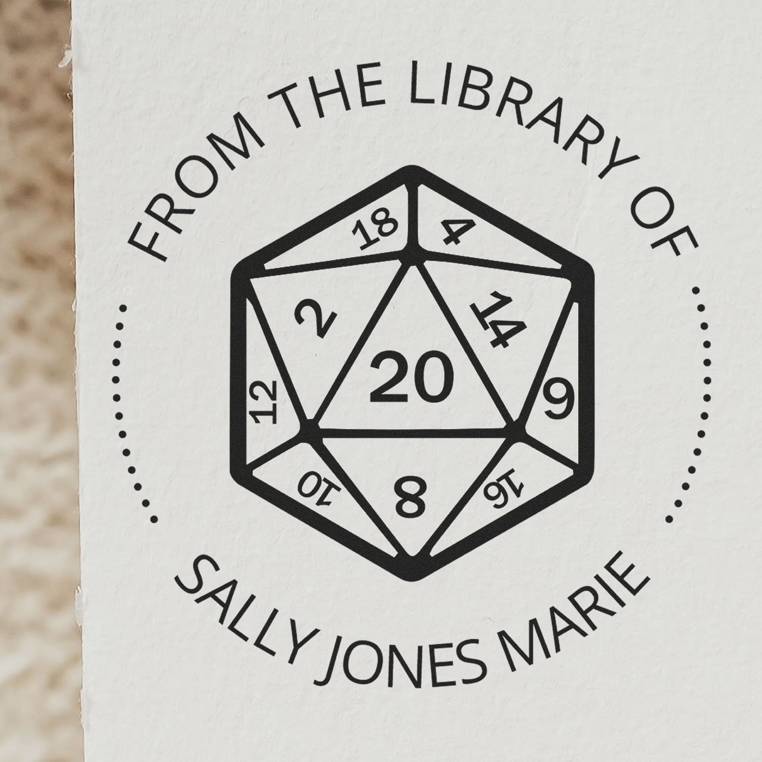 Slim Pre-Inked Cloak of Shadows Gamer Library Book With Name Stamp