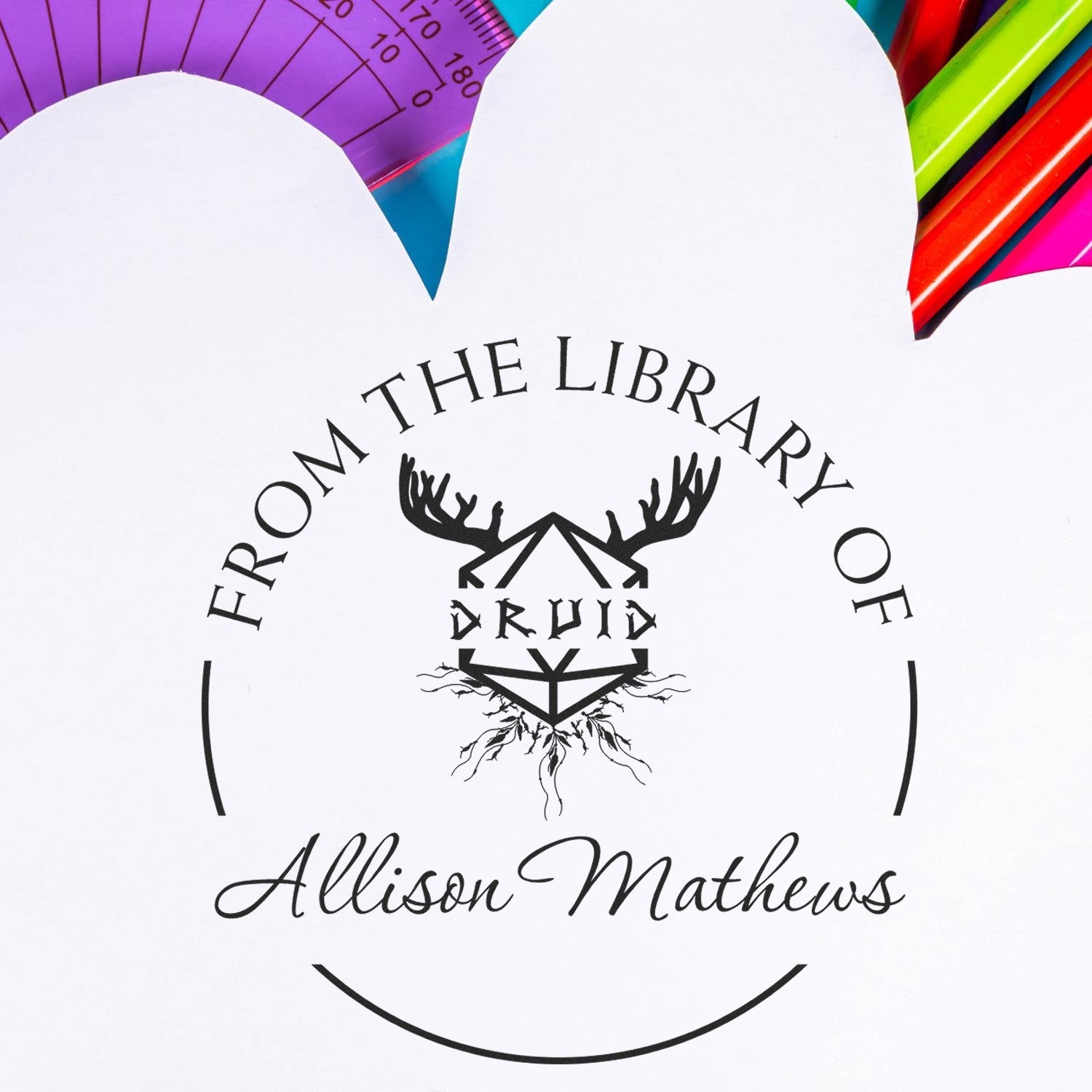Slim Pre-Inked Helm of Telepathy Gamer Book Library Stamp