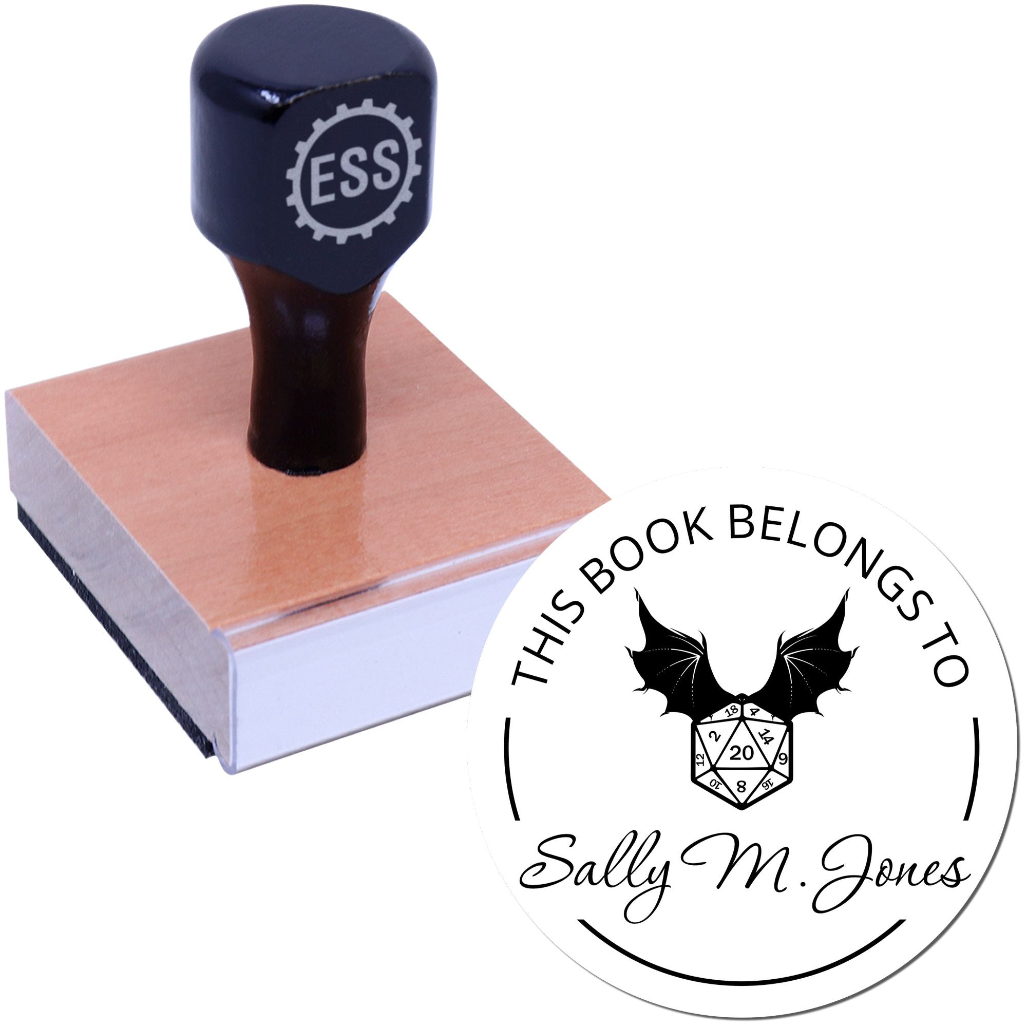 Wood Handle Gem of Seeing Gamer Personalized Book Property Stamp