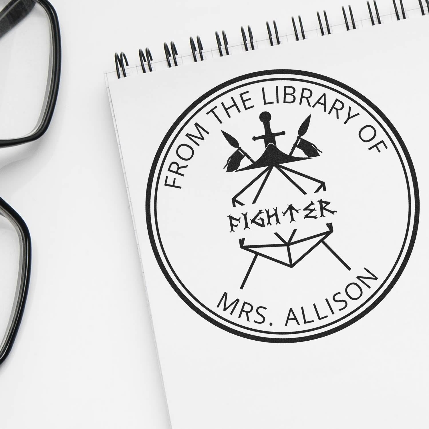 Slim Pre-Inked Shield of the Hidden Lord Gamer Library Book Belongs To Stamp