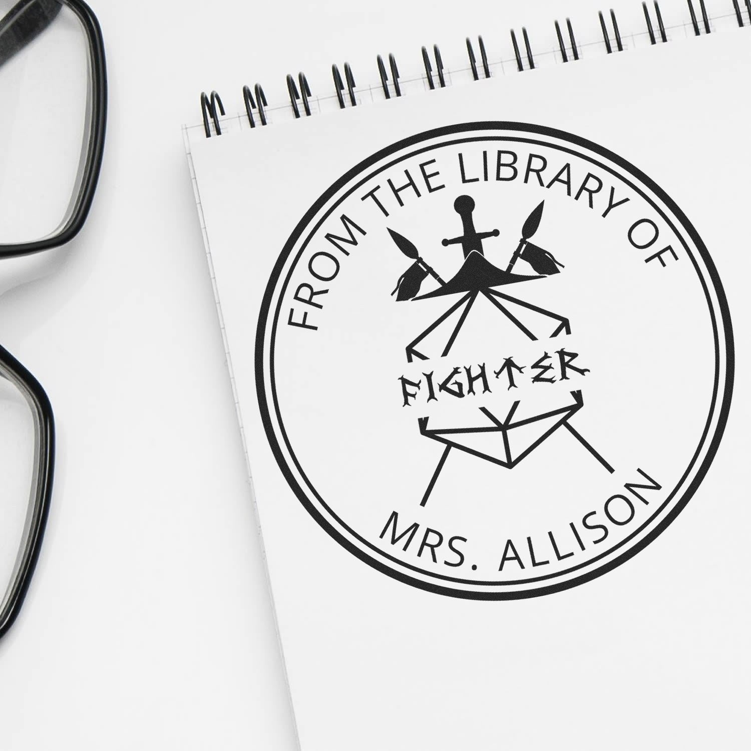 Shield of the Hidden Lord Gamer Pre-Inked Customizable Book Lover Stamp