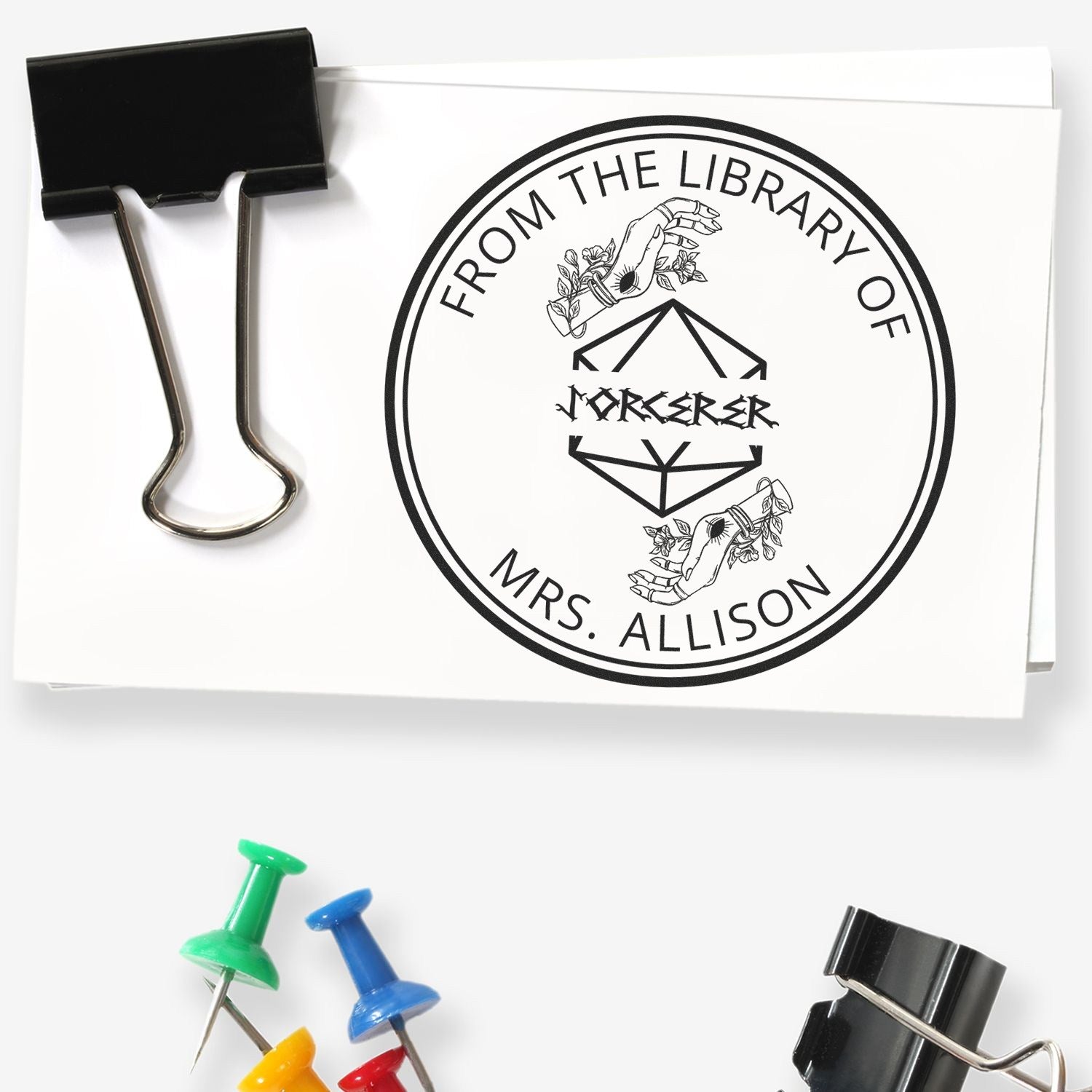 Slim Pre-Inked Gloves of Thievery Gamer Custom Ex Libris Bookplate Stamp