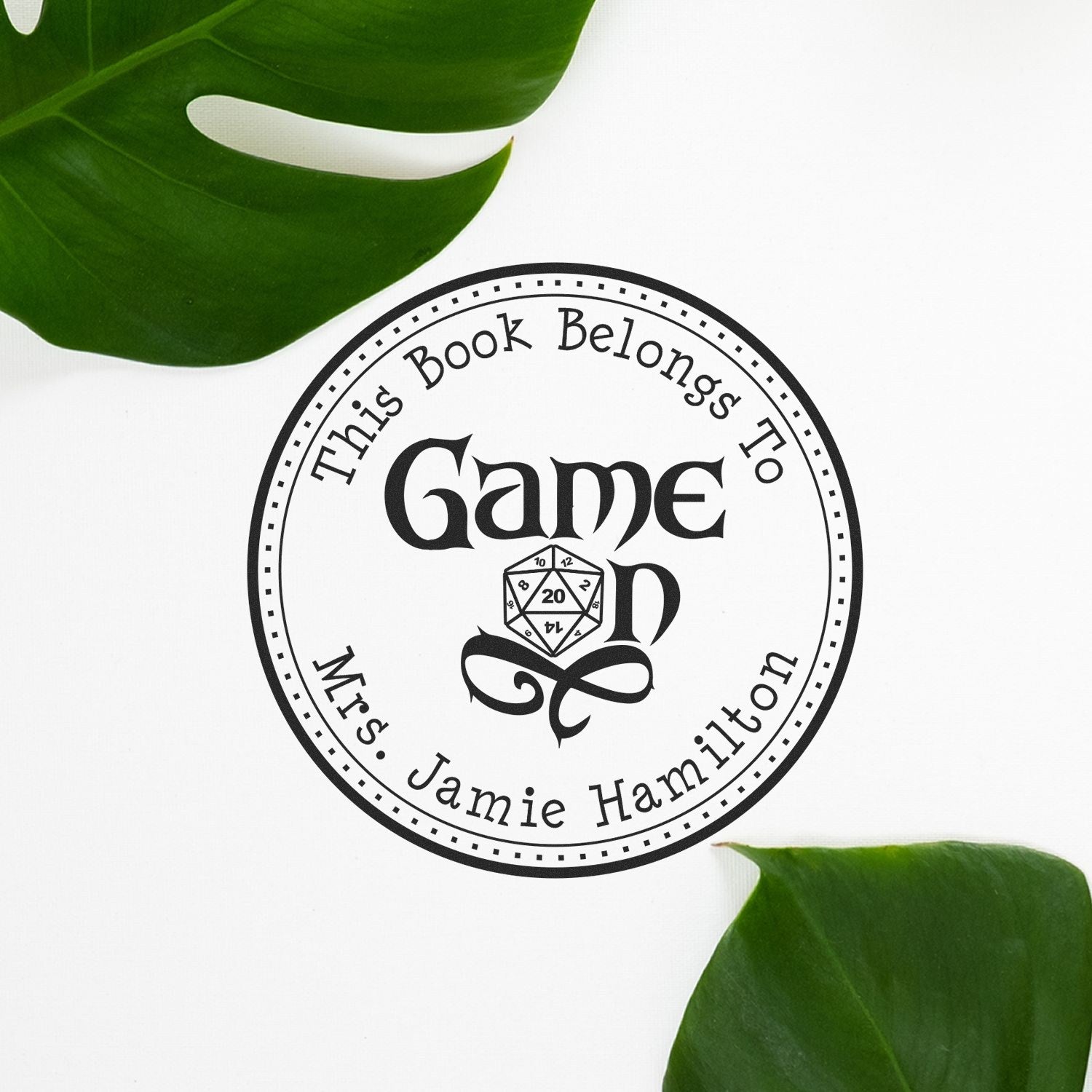 Wood Handle Lyre of Building Gamer Personalized Book Plate Stamp