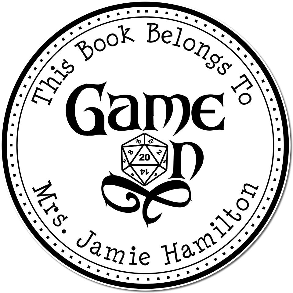 Wood Handle Lyre of Building Gamer Personalized Book Plate Stamp