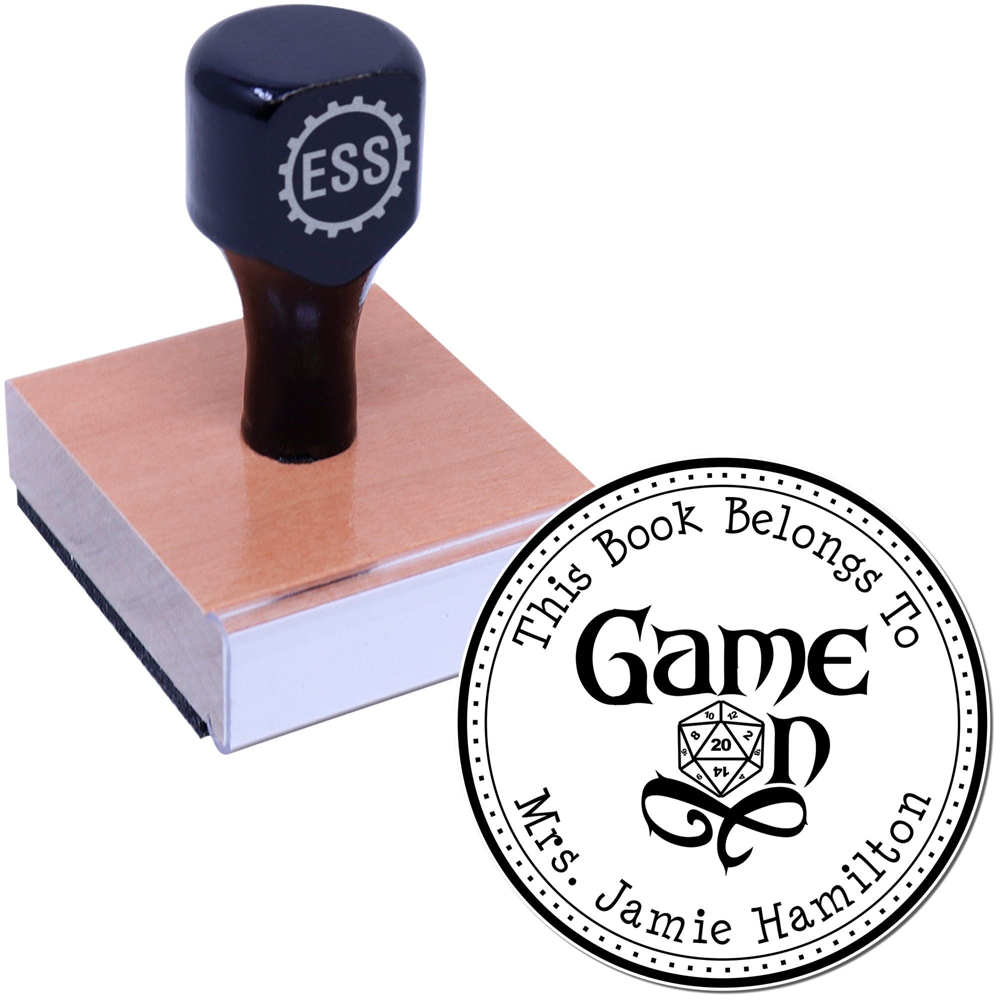 Wood Handle Lyre of Building Gamer Personalized Book Plate Stamp