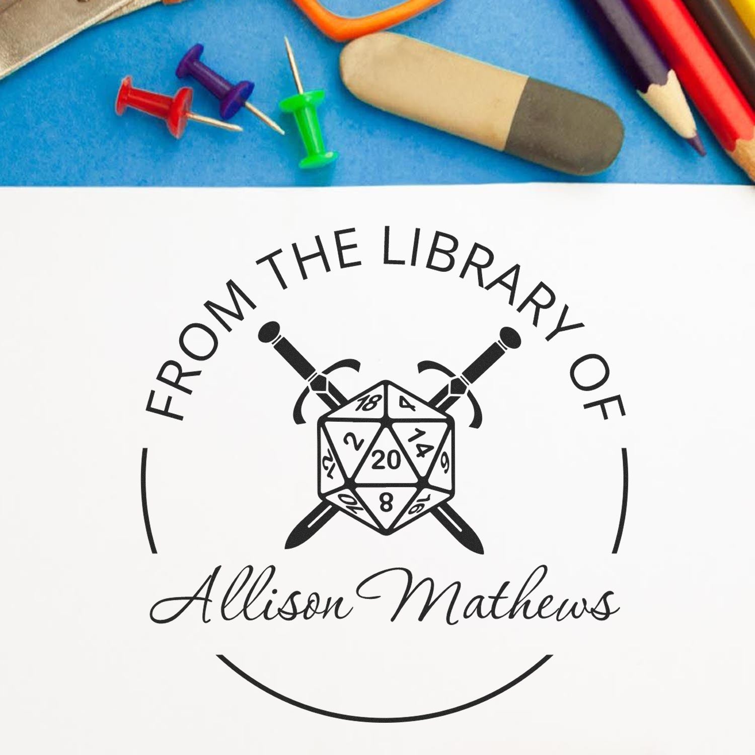 Slim Pre-Inked Oathbow Gamer Custom Bookplate Stamp