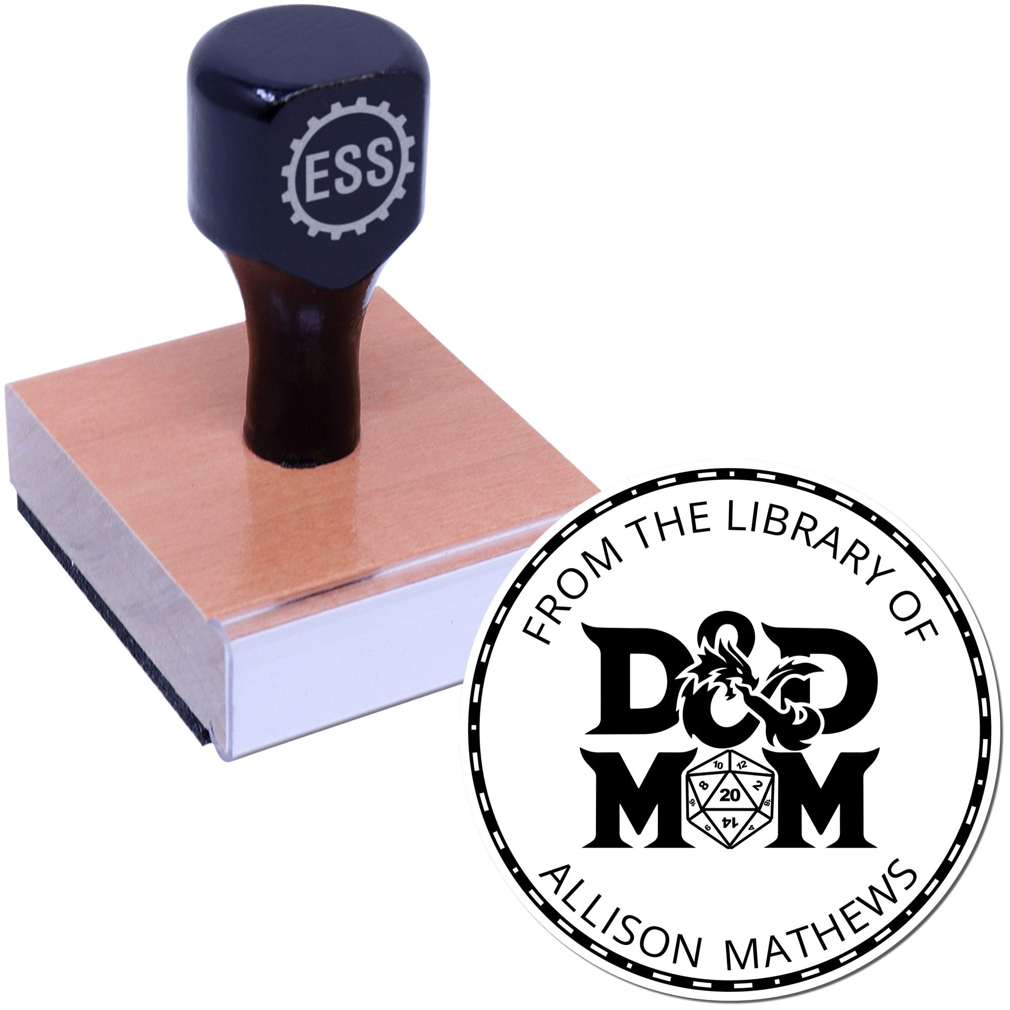 Wood Handle Rod of Security Gamer Personalized Ex Libris Stamp