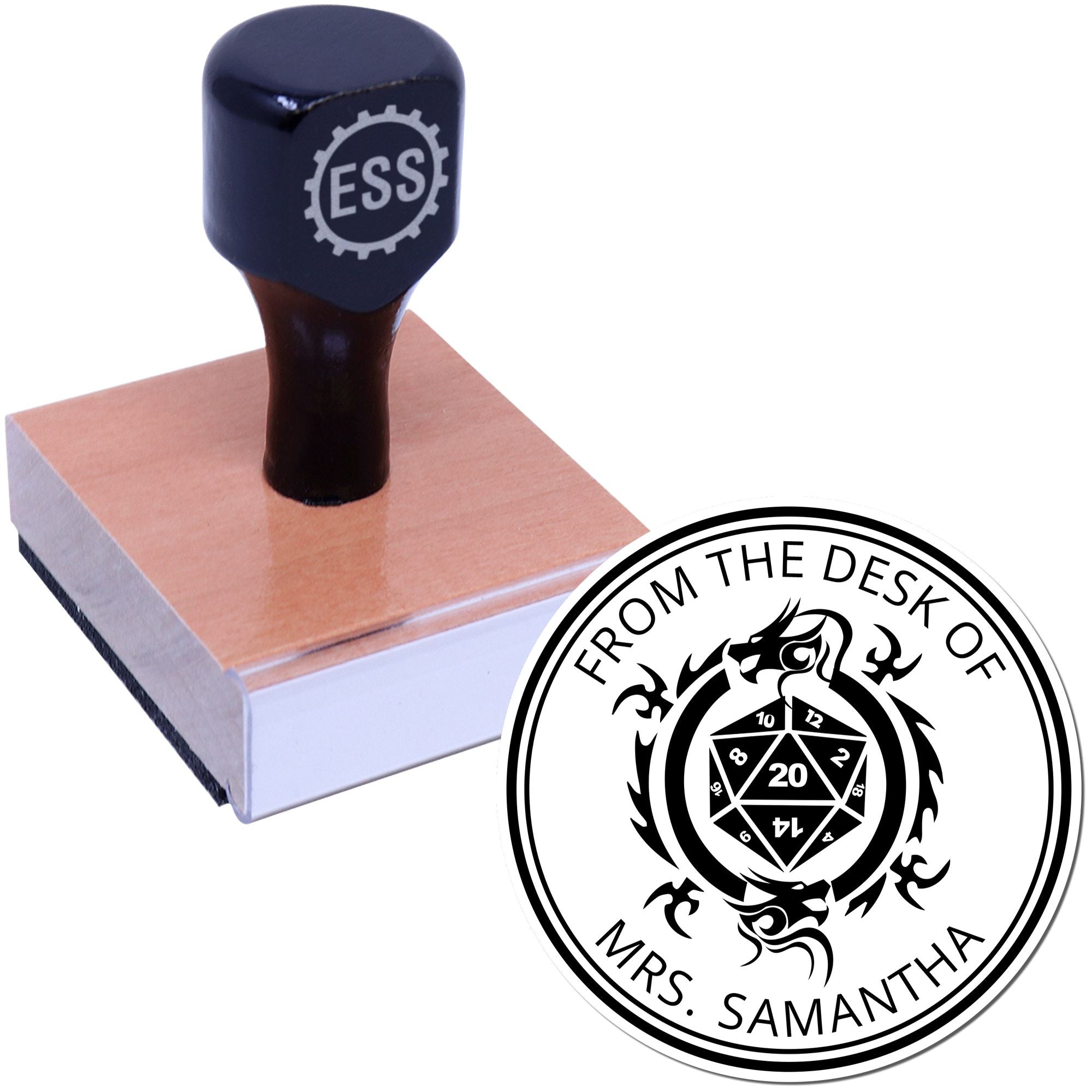 Wood Handle Talisman of Pure Good Game Player Personalized Ex Libris Design Stamp