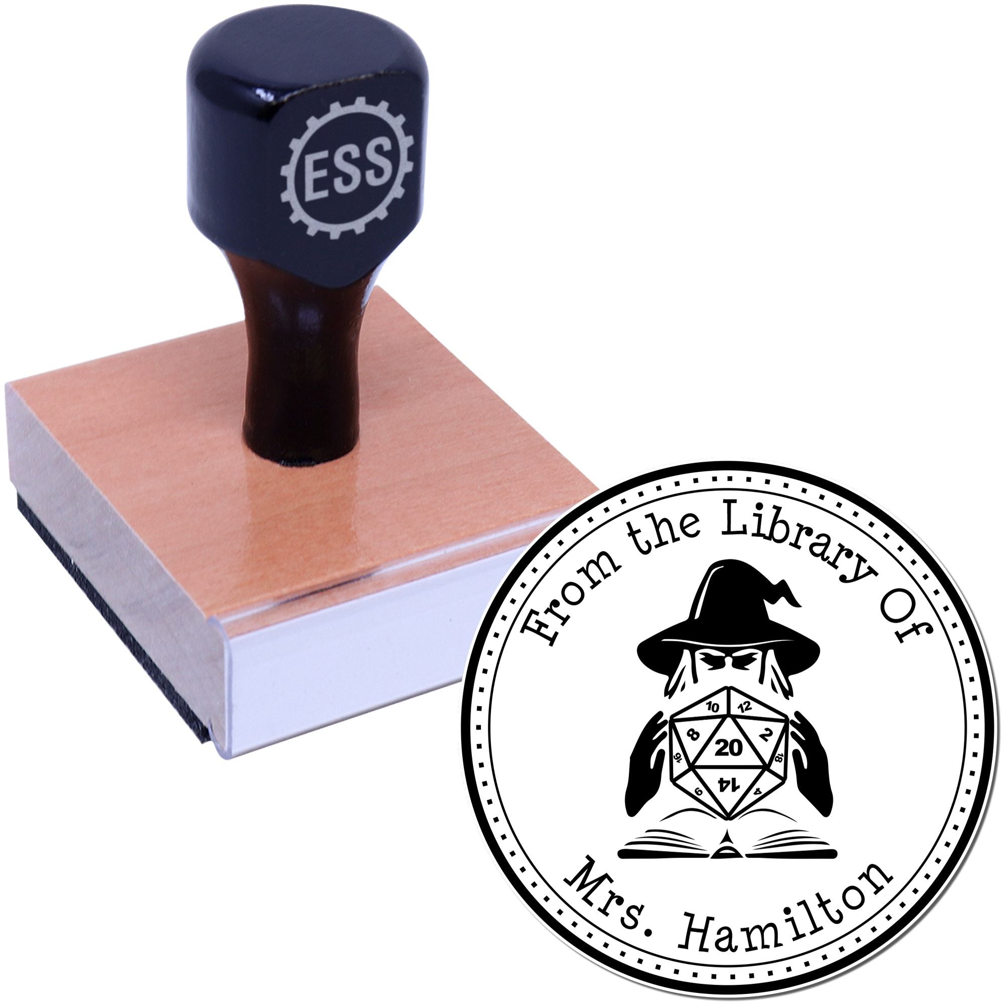 Wood Handle Urn of Waking Dreams Game Player Personalized Library Bookplate Stamp