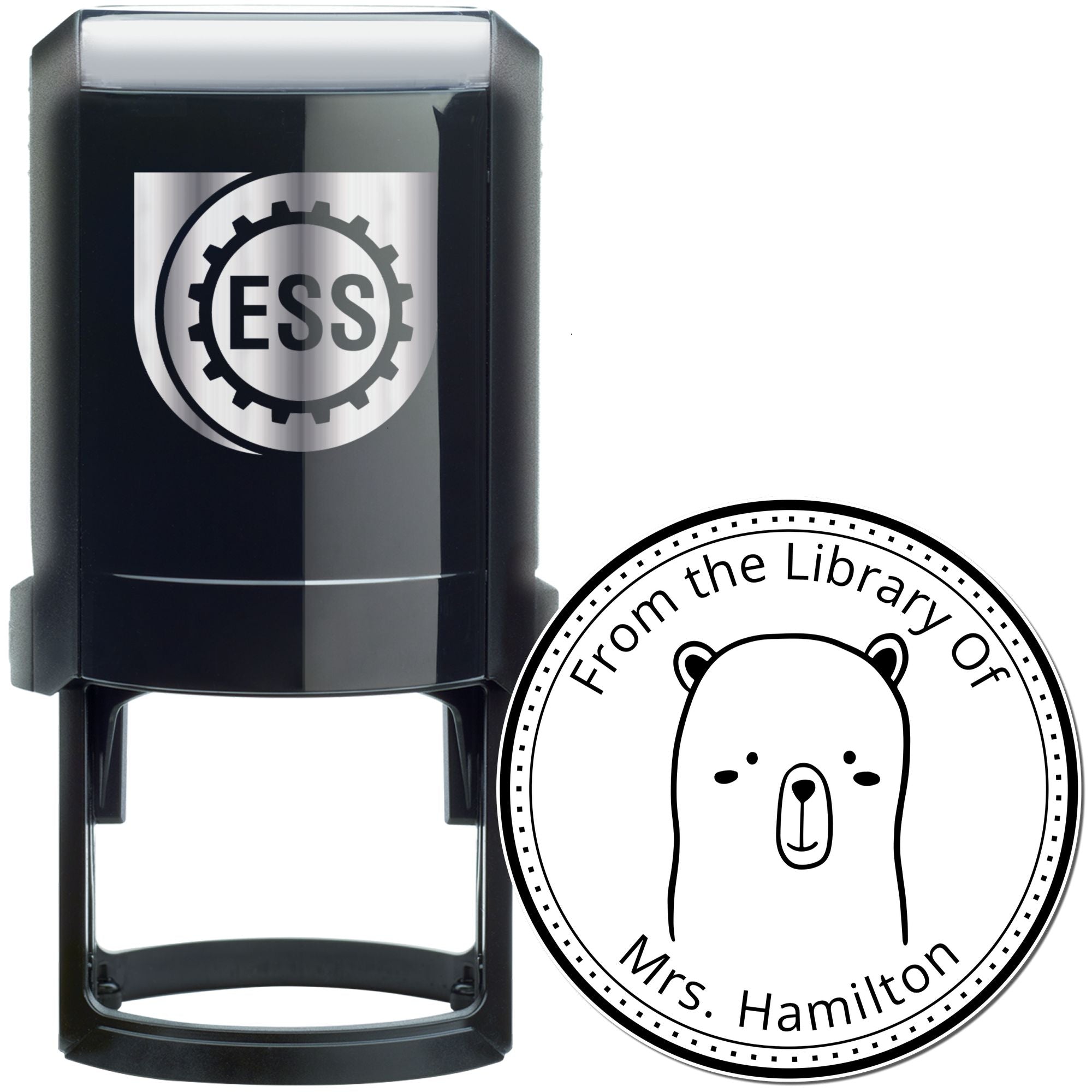 WhiskerTwist Cartoon Animal Self-Inking Custom-Made Book Library Stamp