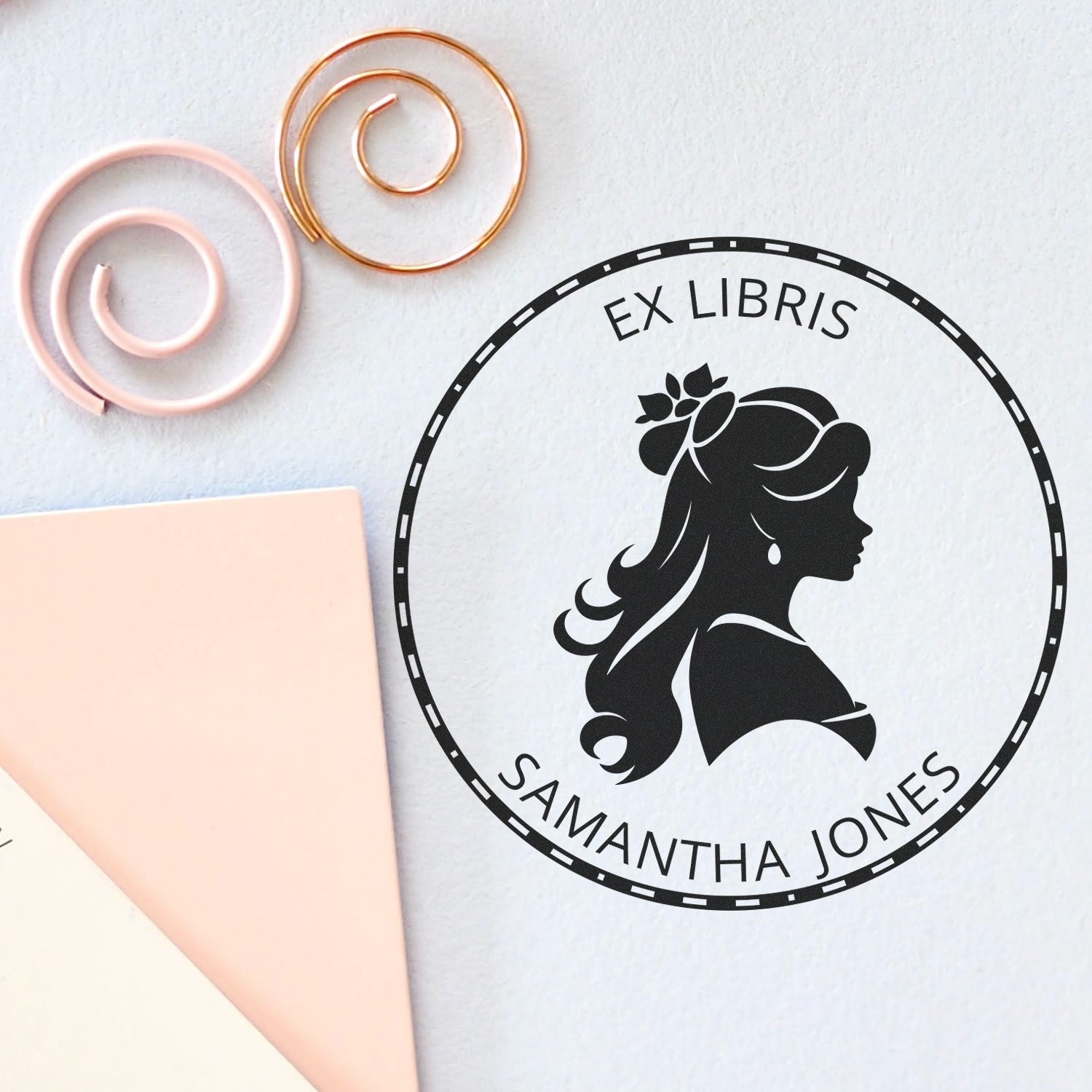 Slim Pre-Inked Princess Amelia Custom Book Design Stamp