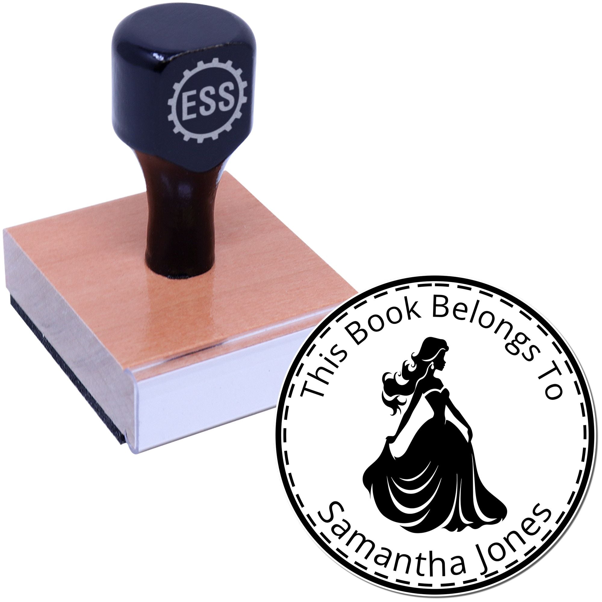 Wood Handle Princess Arabella Customized Library Name Stamp