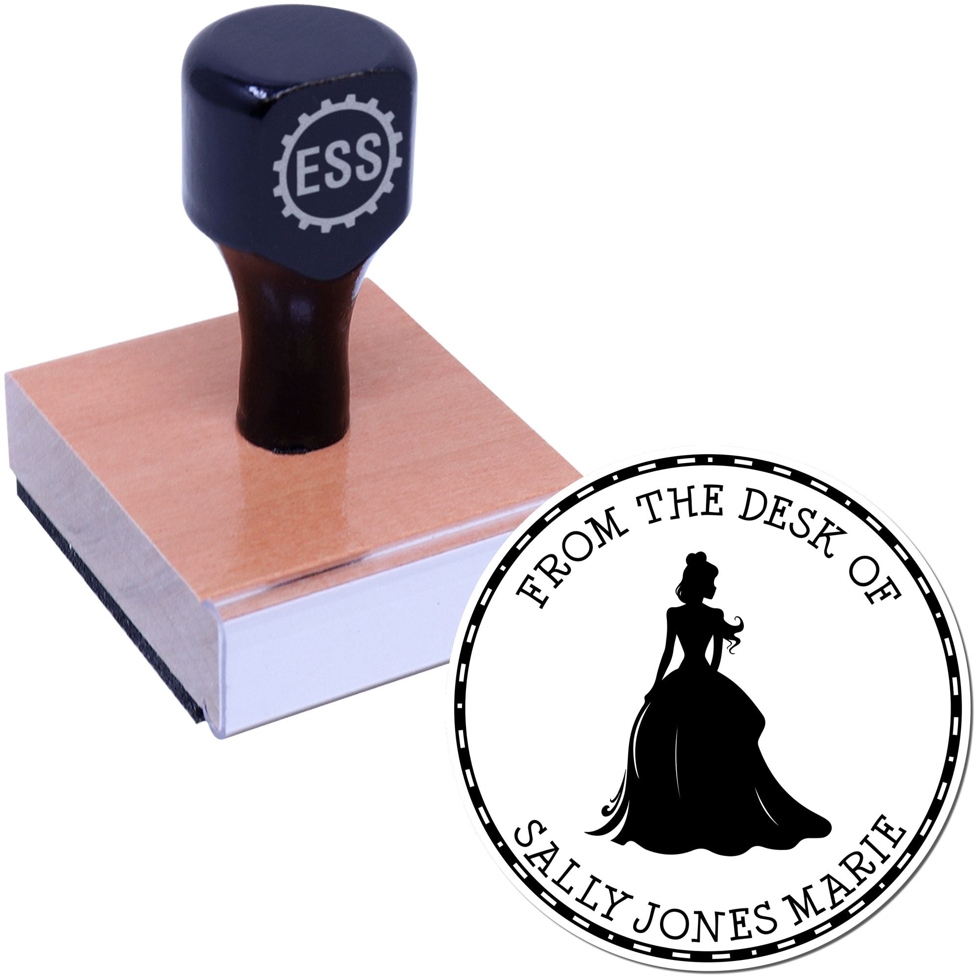 Wood Handle Princess Cordelia Customized Library Stamp