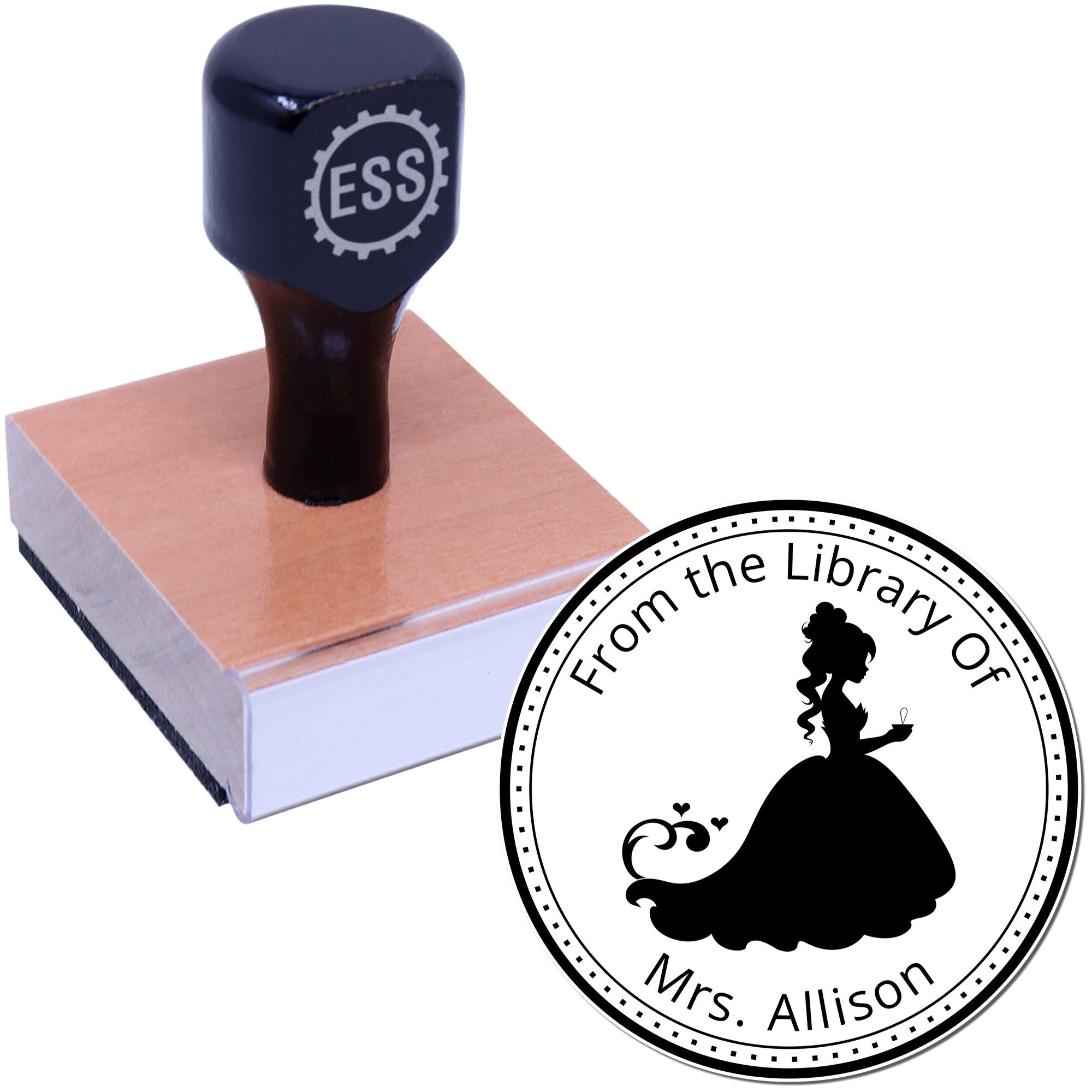 Wood Handle Princess Emilia Customized Book Ownership Stamp