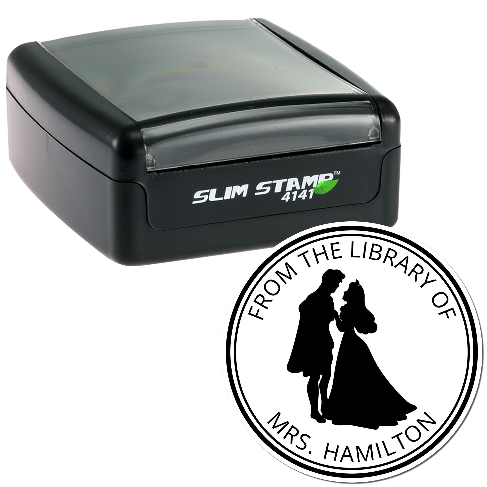 Slim Pre-Inked Princess Genevieve Personalized Library Book Stamp - Engineer Seal Stamps
