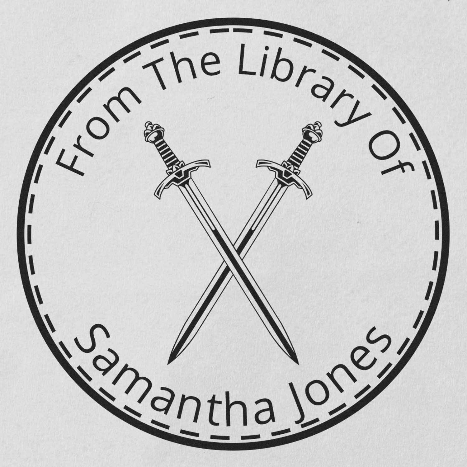 Slim Pre-Inked Shadowbane Mythical Swords Personalized Book Logo Stamp