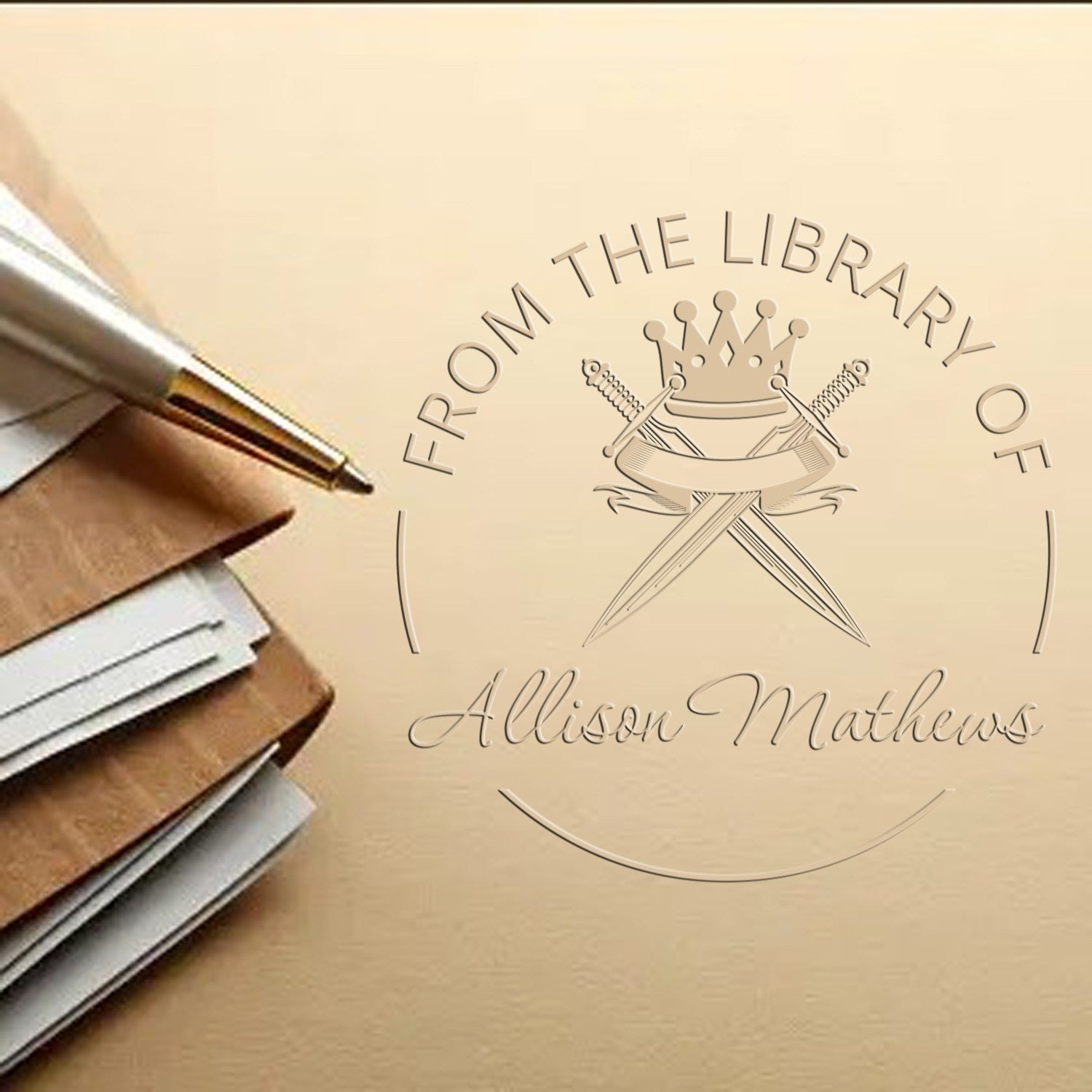 Frostfire Blade Mythical Swords Desk Personalizable Book Logo Embossing Seal - Engineer Seal Stamps