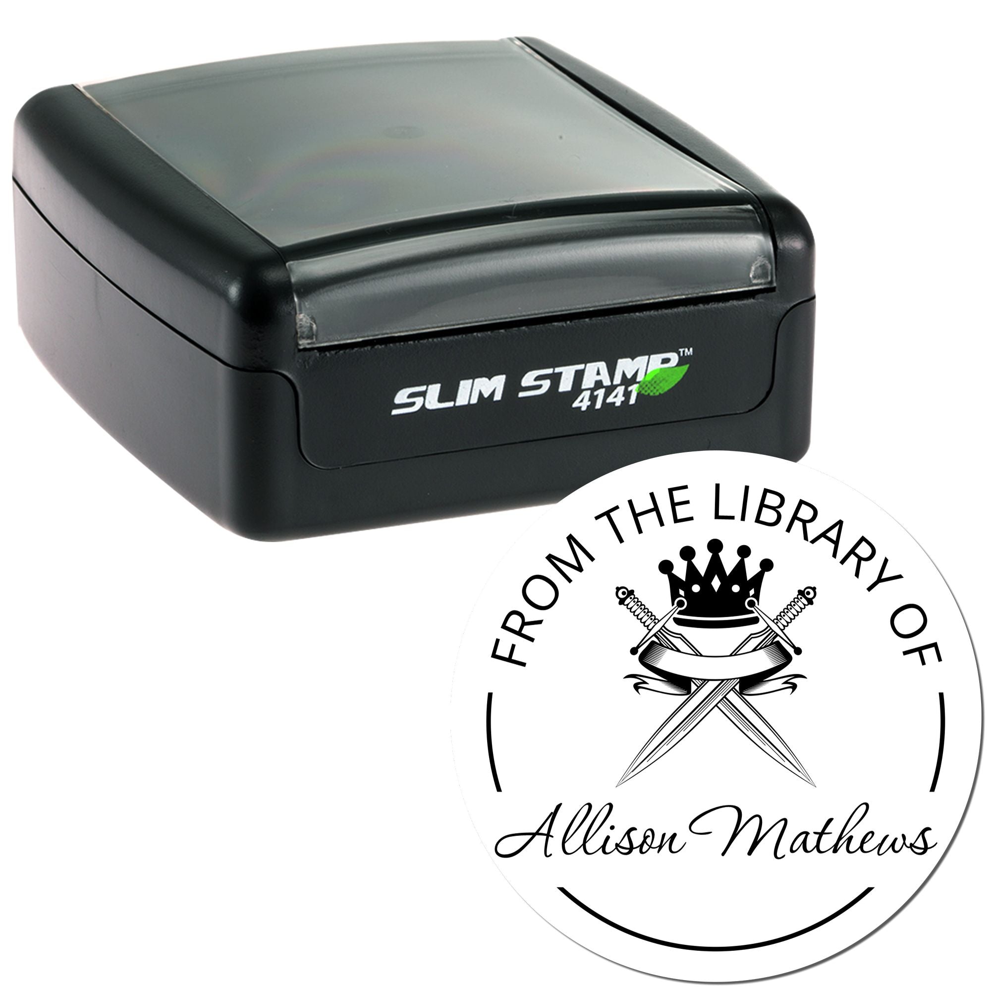 Slim Pre-Inked Frostfire Blade Mythical Swords Personalized Book Property Stamp
